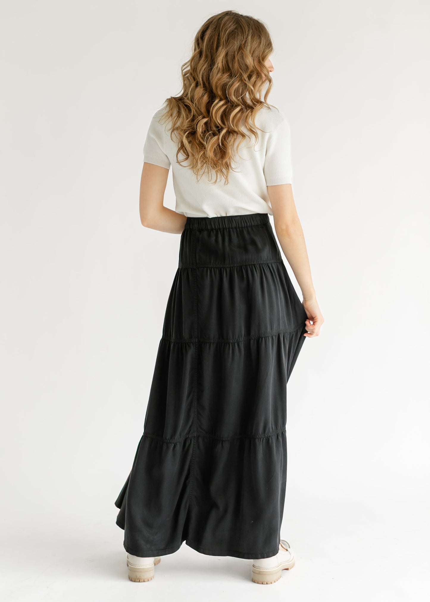 Chambray Tiered Colored Denim Skirt FF Skirts