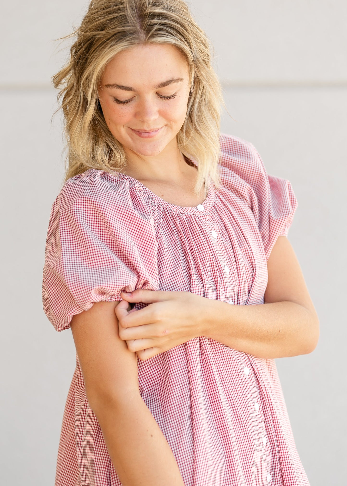Charlie Gingham Checker Puff Sleeve Dress FF Dresses