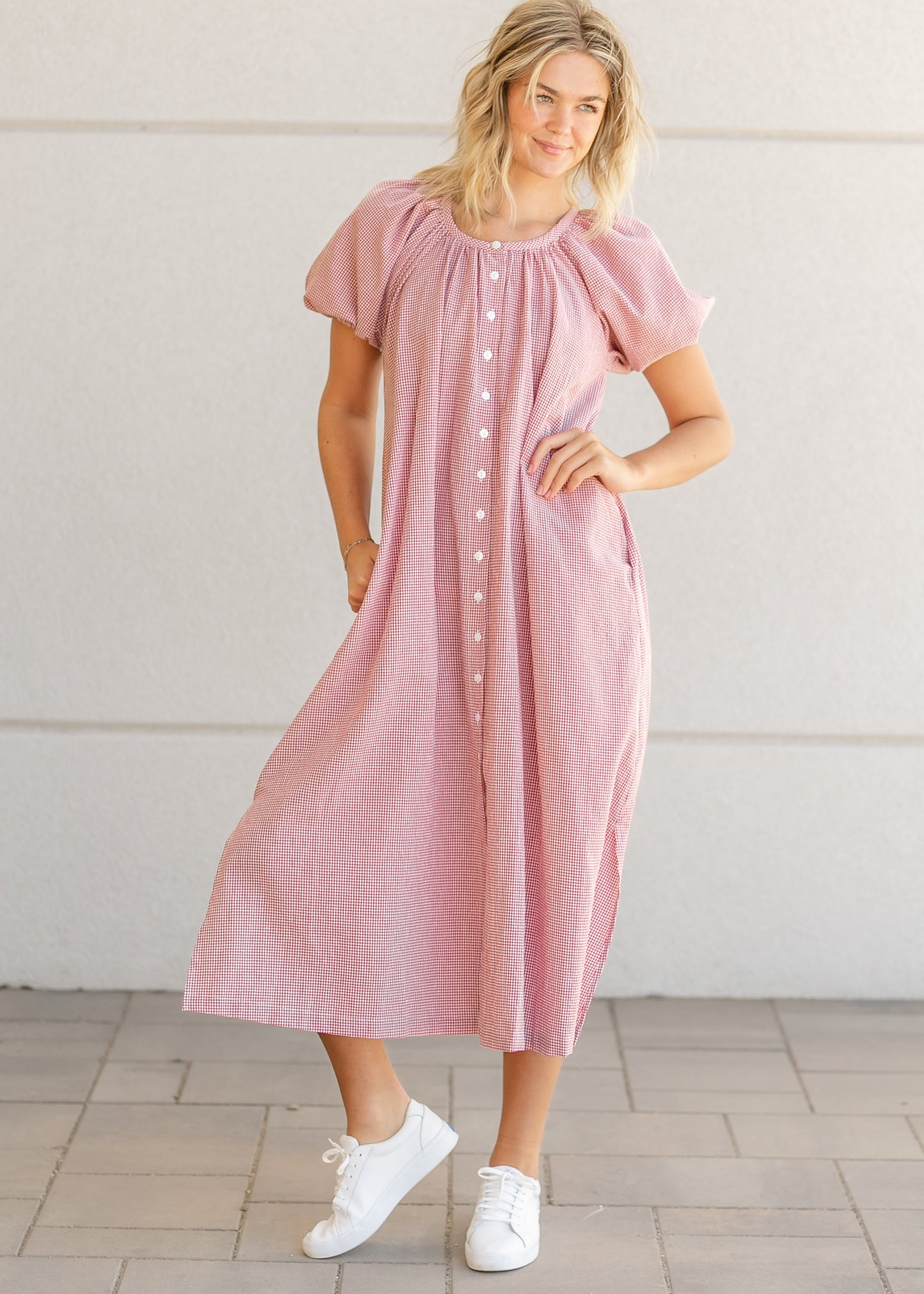 Charlie Gingham Checker Puff Sleeve Dress FF Dresses