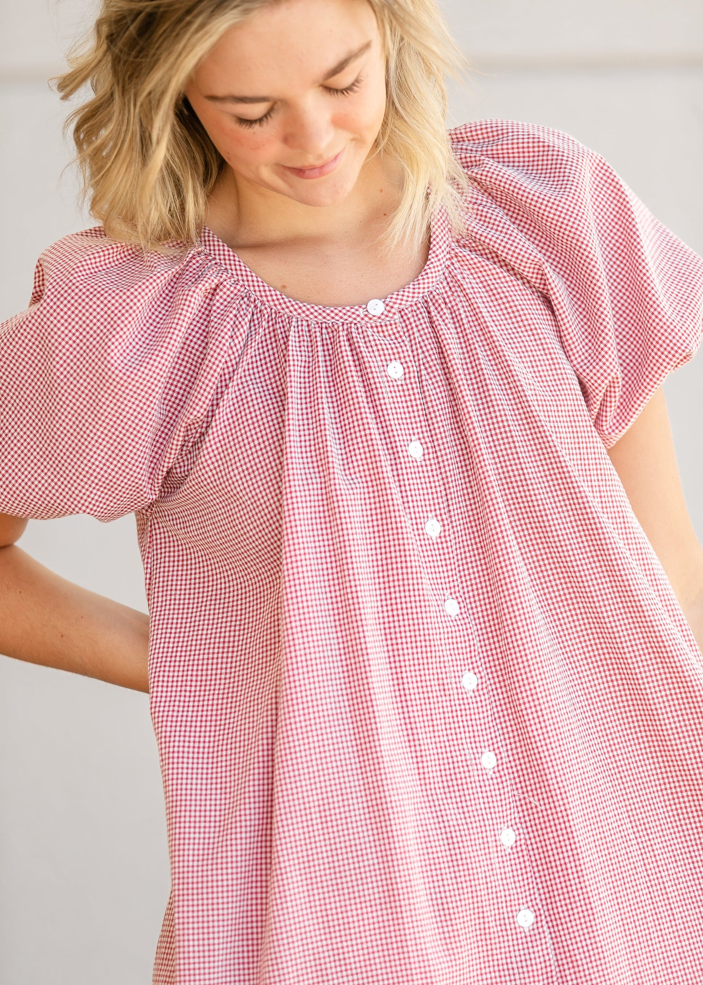 Charlie Gingham Checker Puff Sleeve Dress FF Dresses