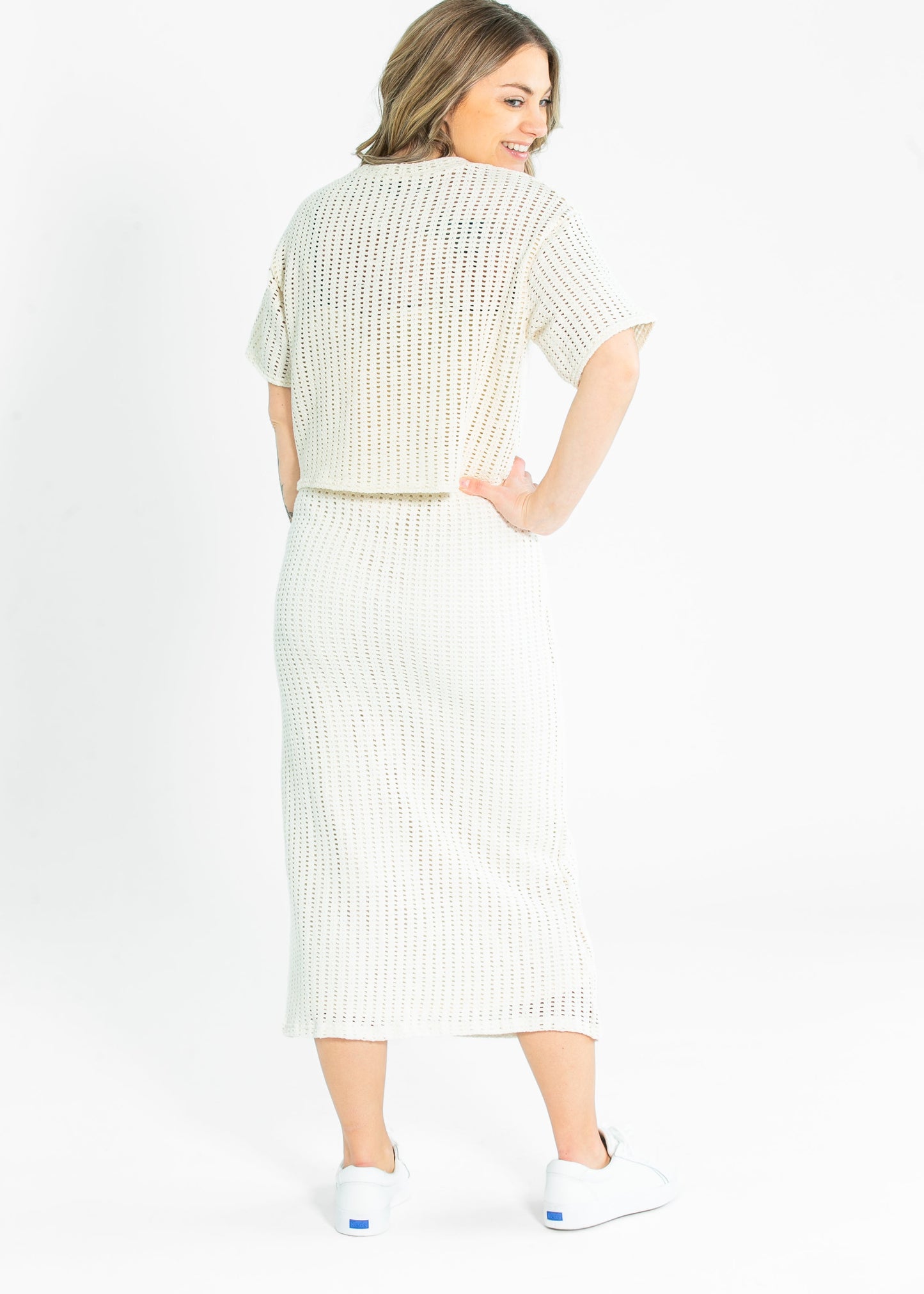 Cheese Board Open Knit Midi Skirt FF Skirts