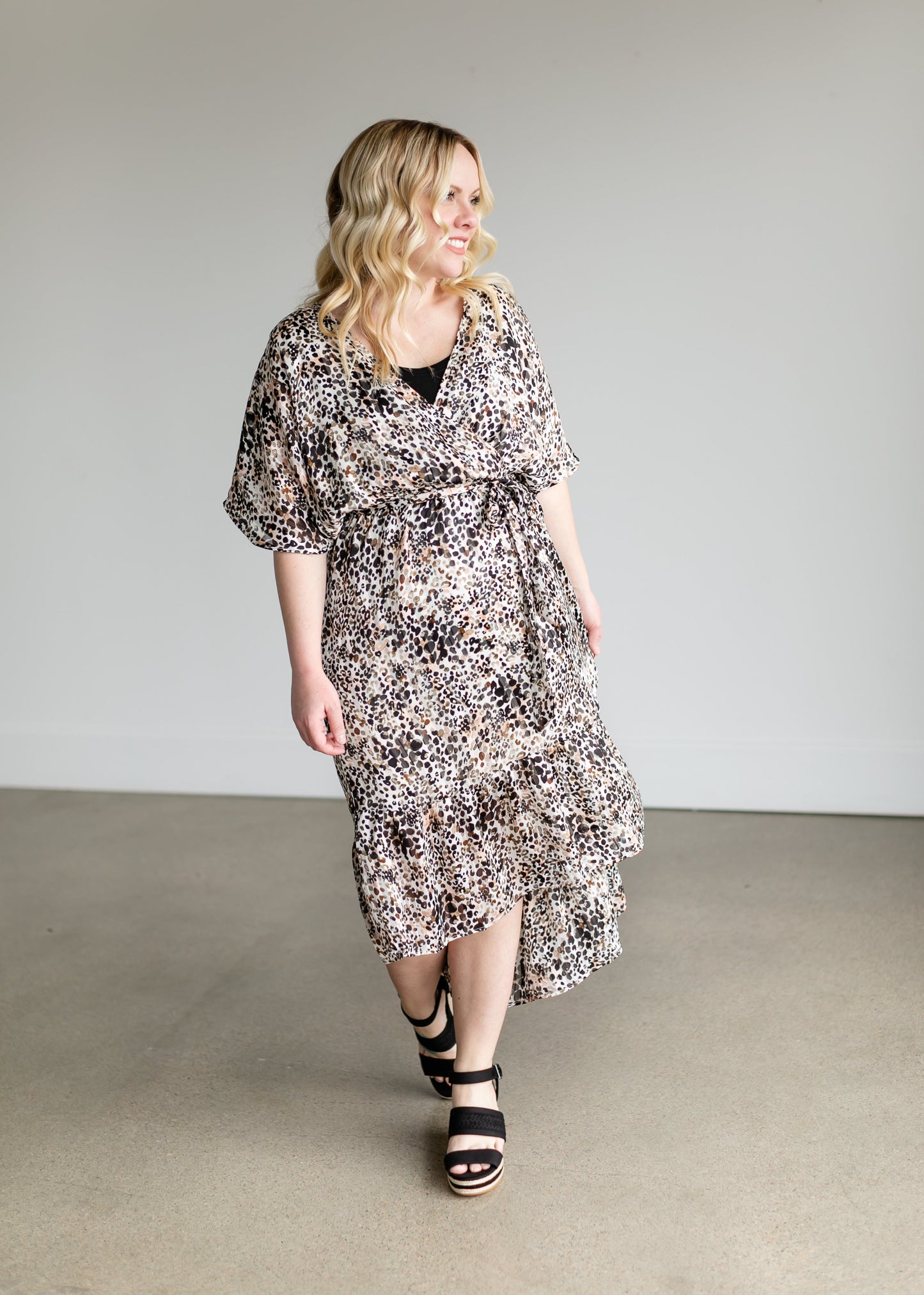 Cheetah Print High Low Midi Dress - FINAL SALE FF Dresses