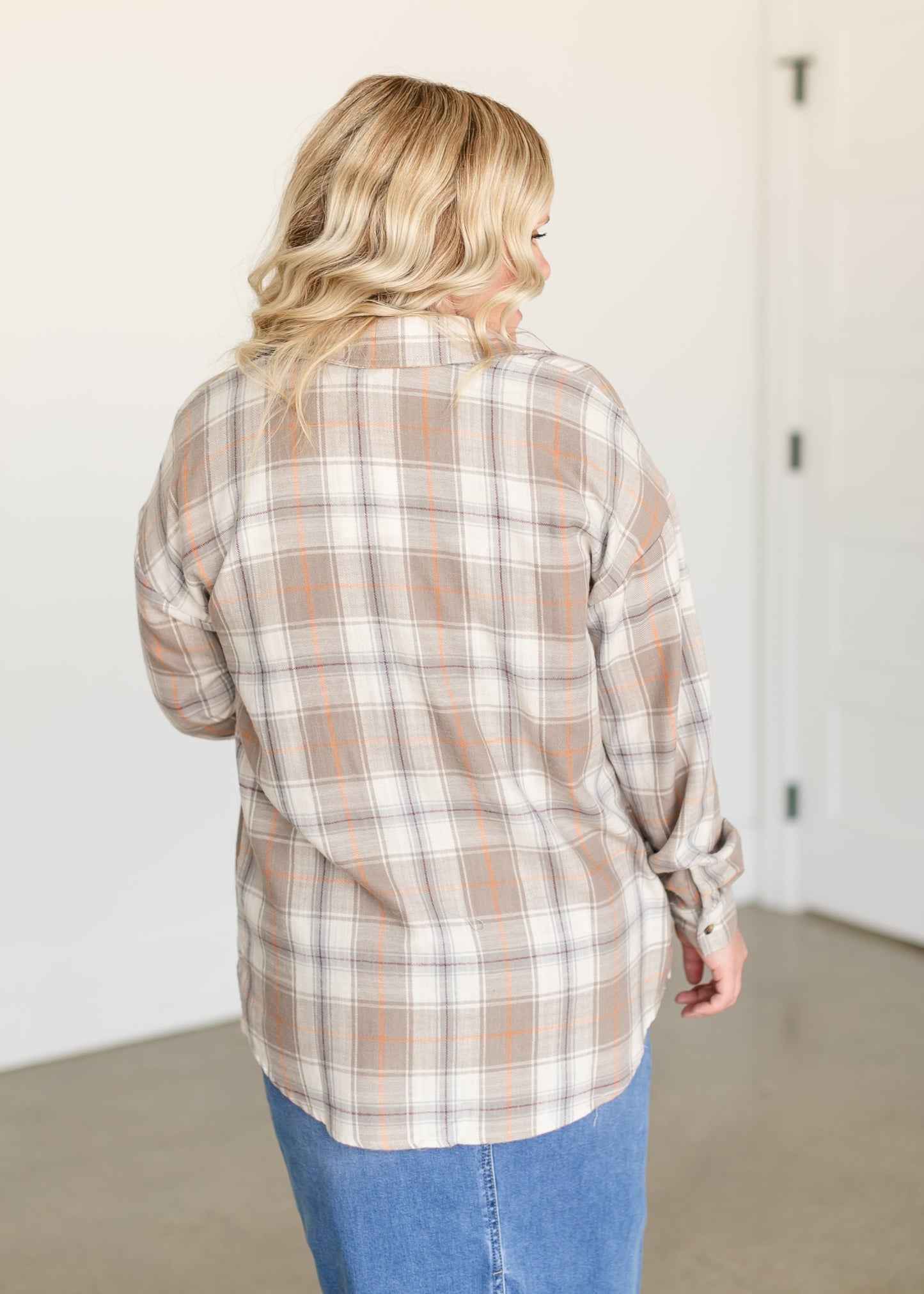 Chestnut Button Up Flannel Top FF Tops