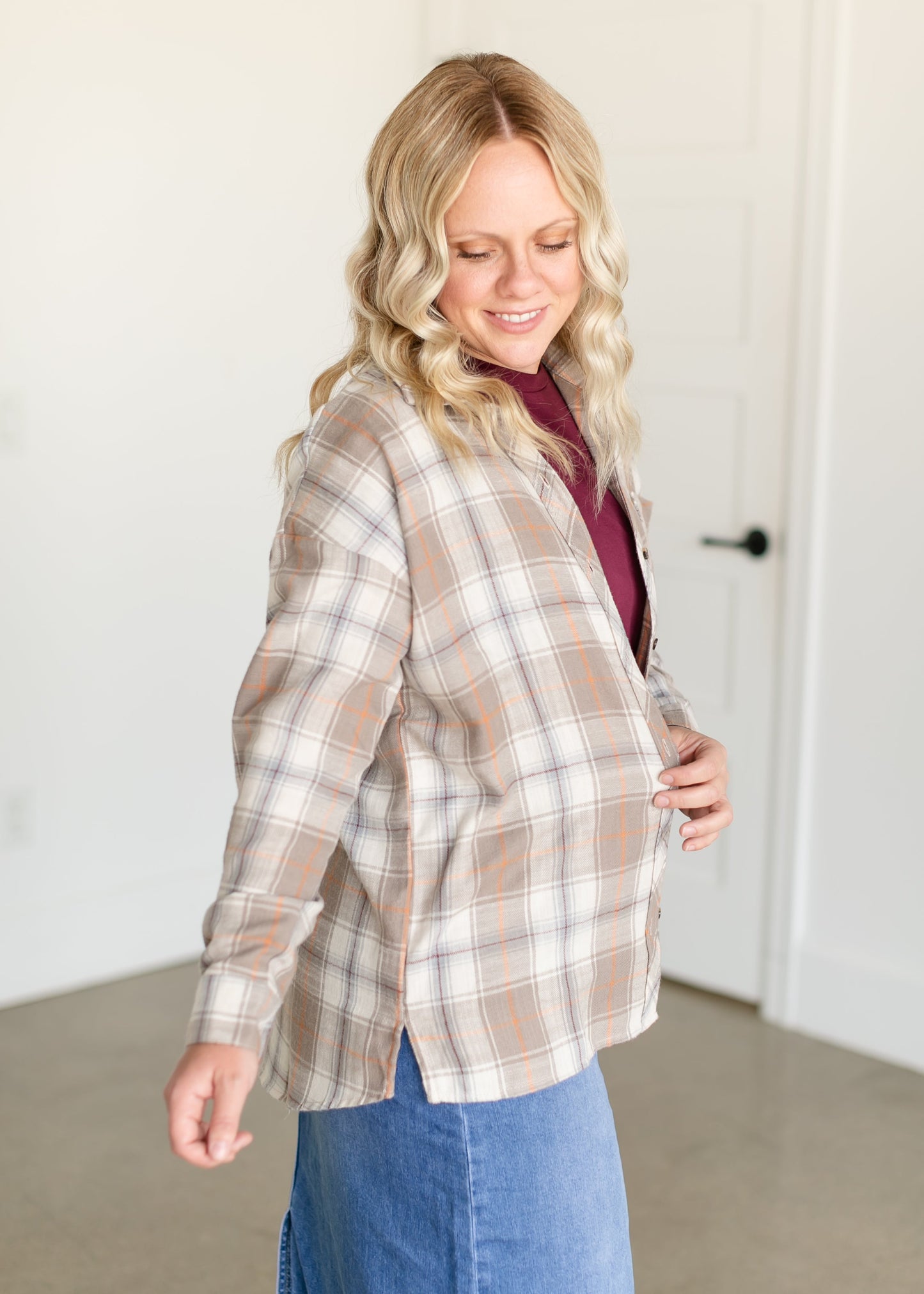 Chestnut Button Up Flannel Top FF Tops