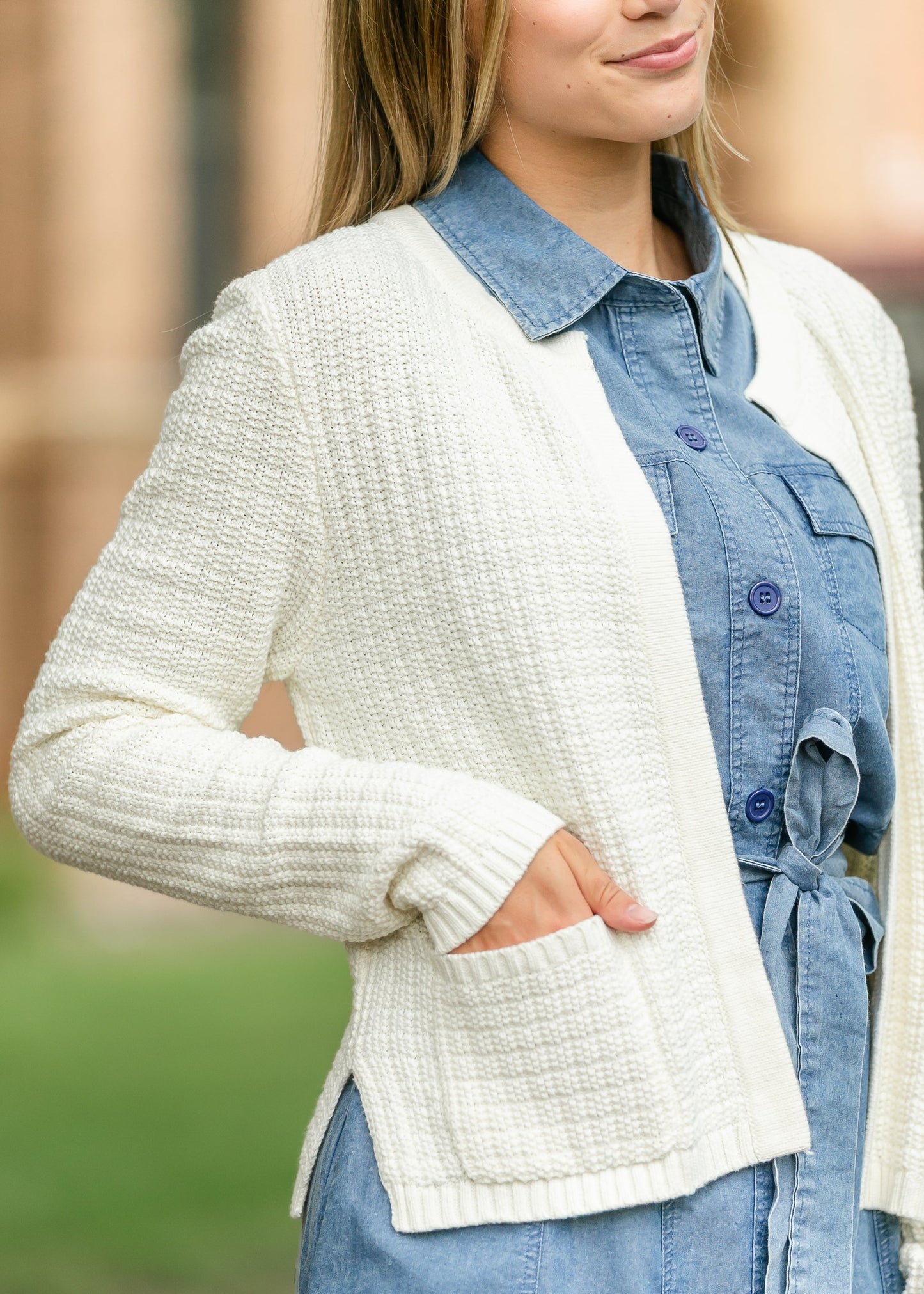 Chunky Knit Open Front Cardigan FF Tops