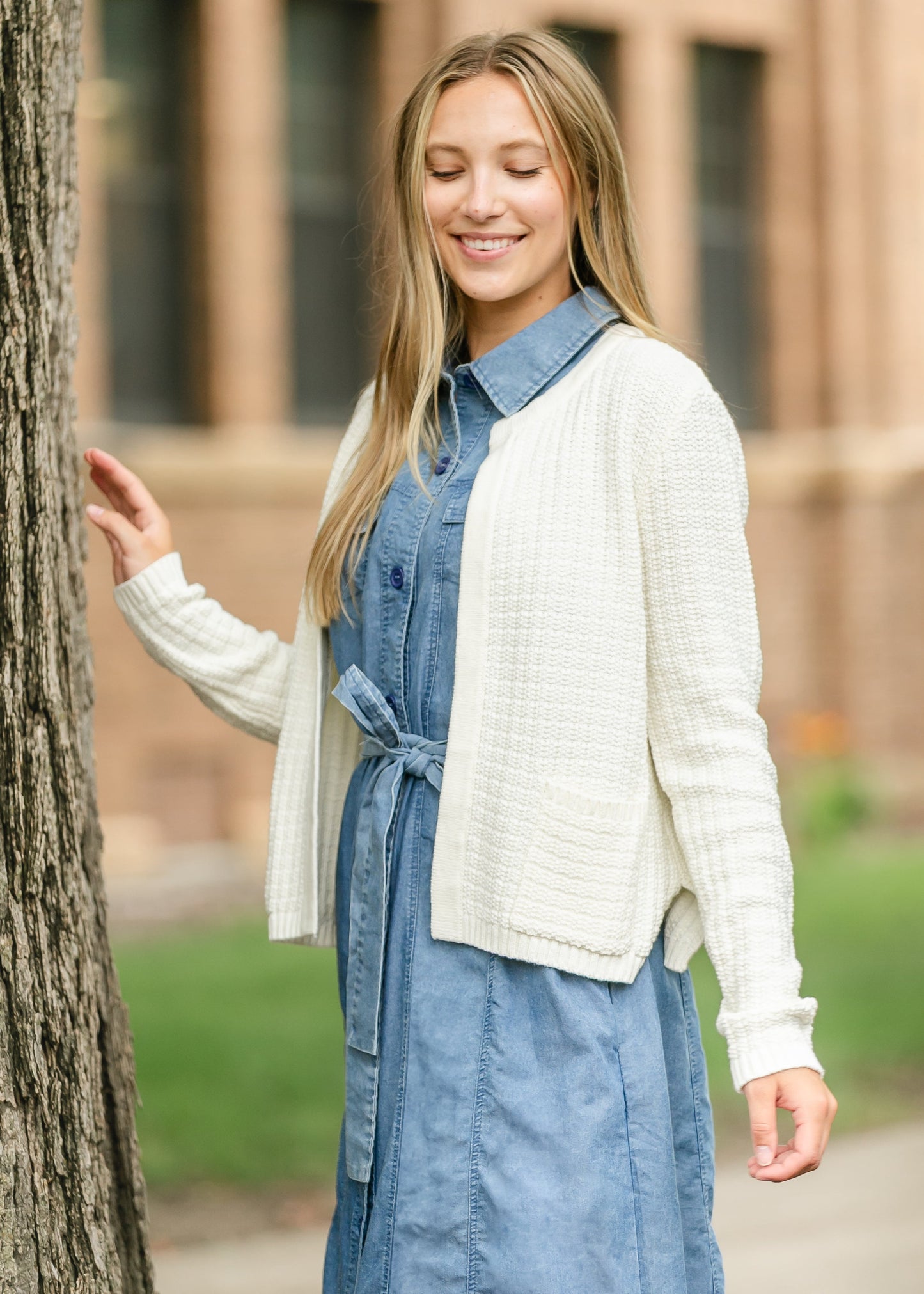 Chunky Knit Open Front Cardigan FF Tops