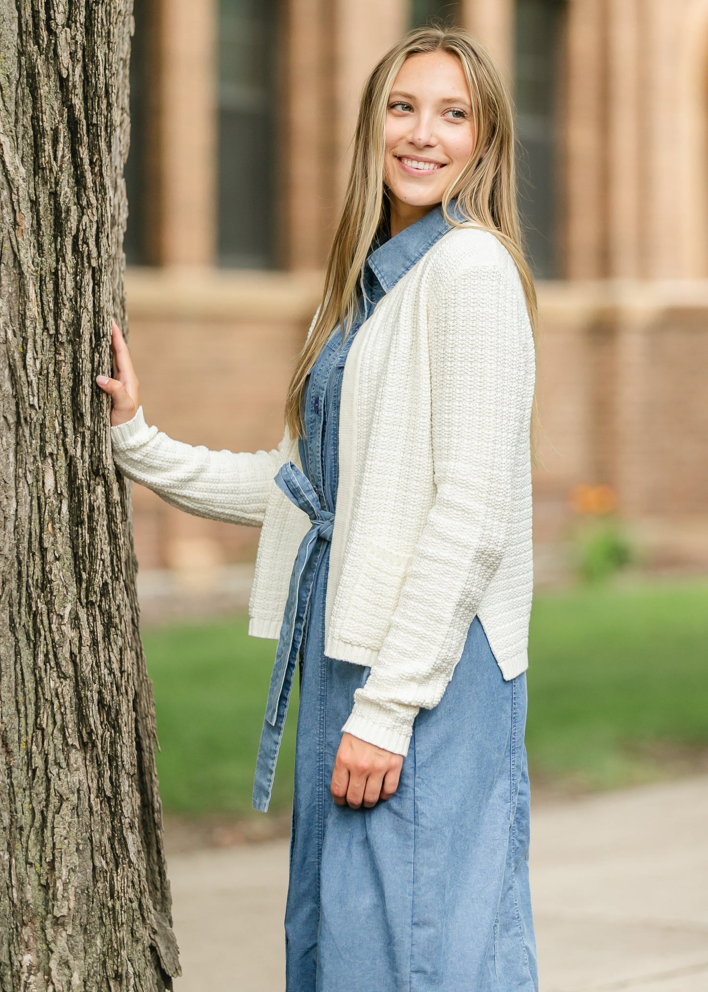 Chunky Knit Open Front Cardigan FF Tops