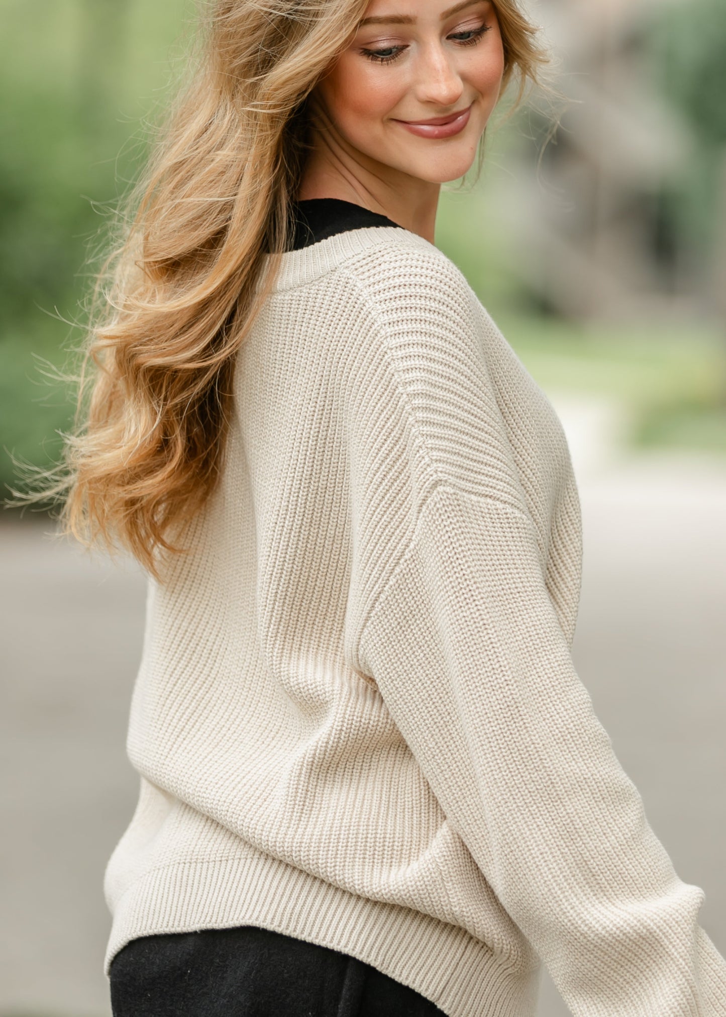 Chunky Knit Varsity Button Up Cardigan FF Tops