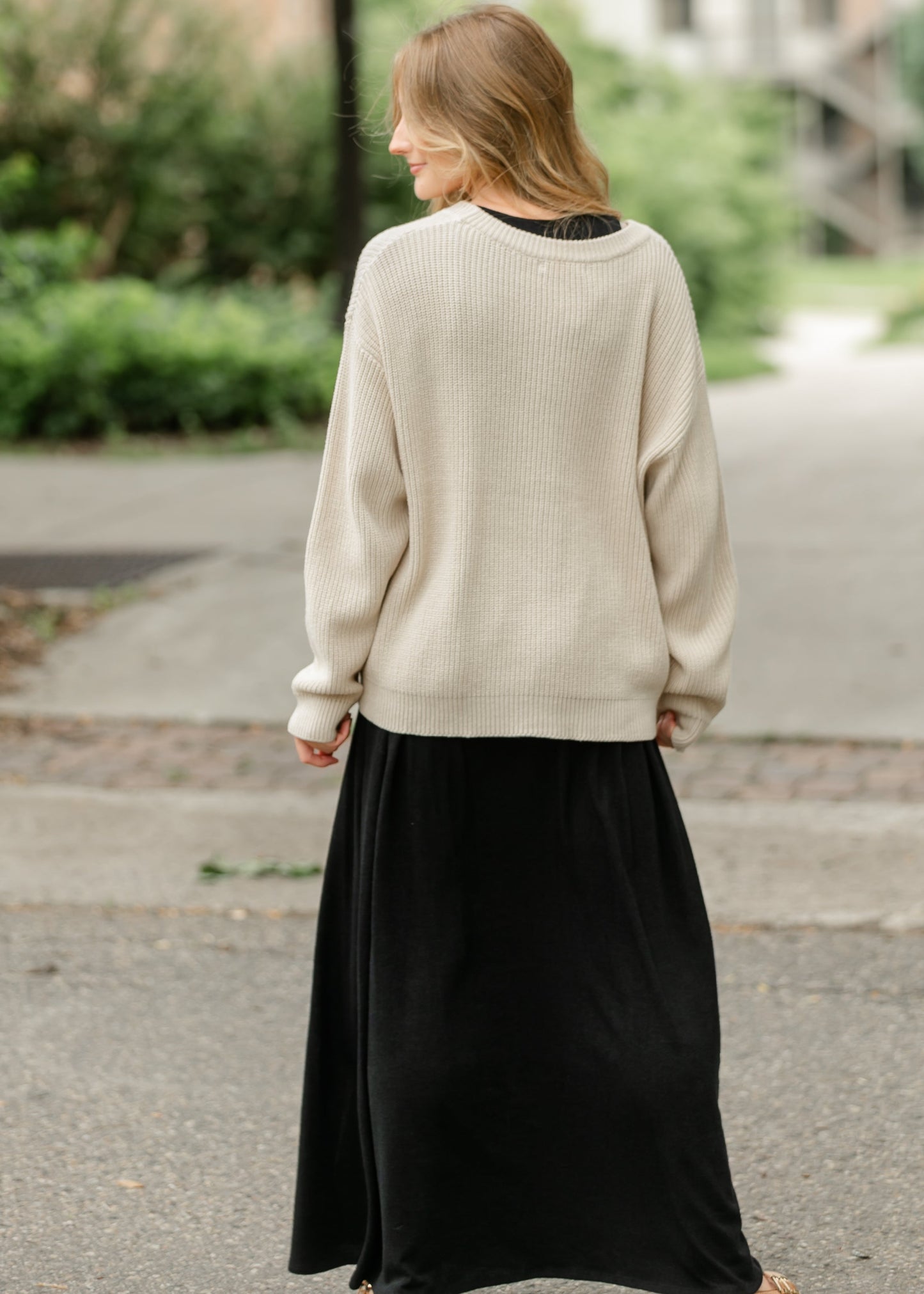 Chunky Knit Varsity Button Up Cardigan FF Tops