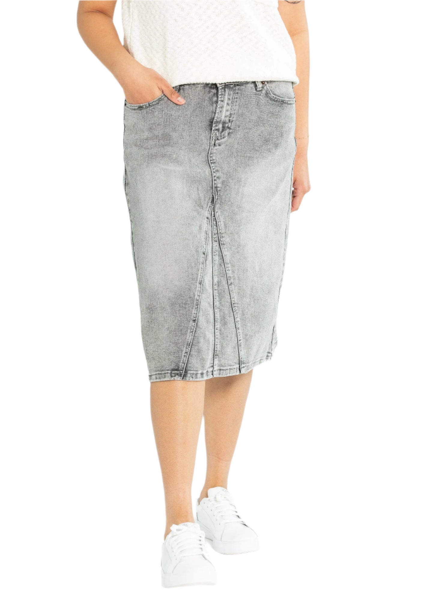 Claire A-line Denim Midi Skirt IC Skirts