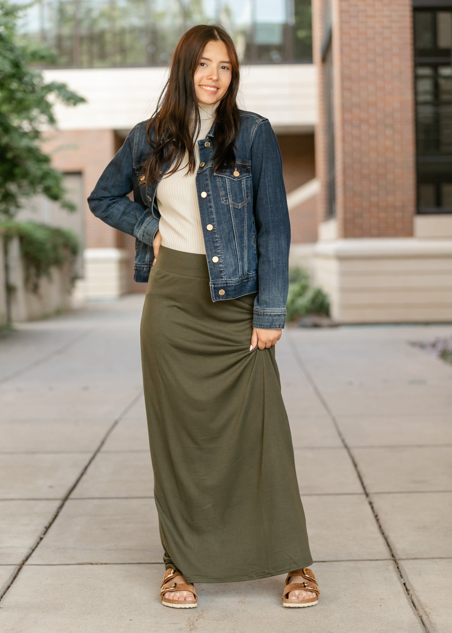 Clarise Premium Knit Maxi Skirt IC Skirts Olive / XS