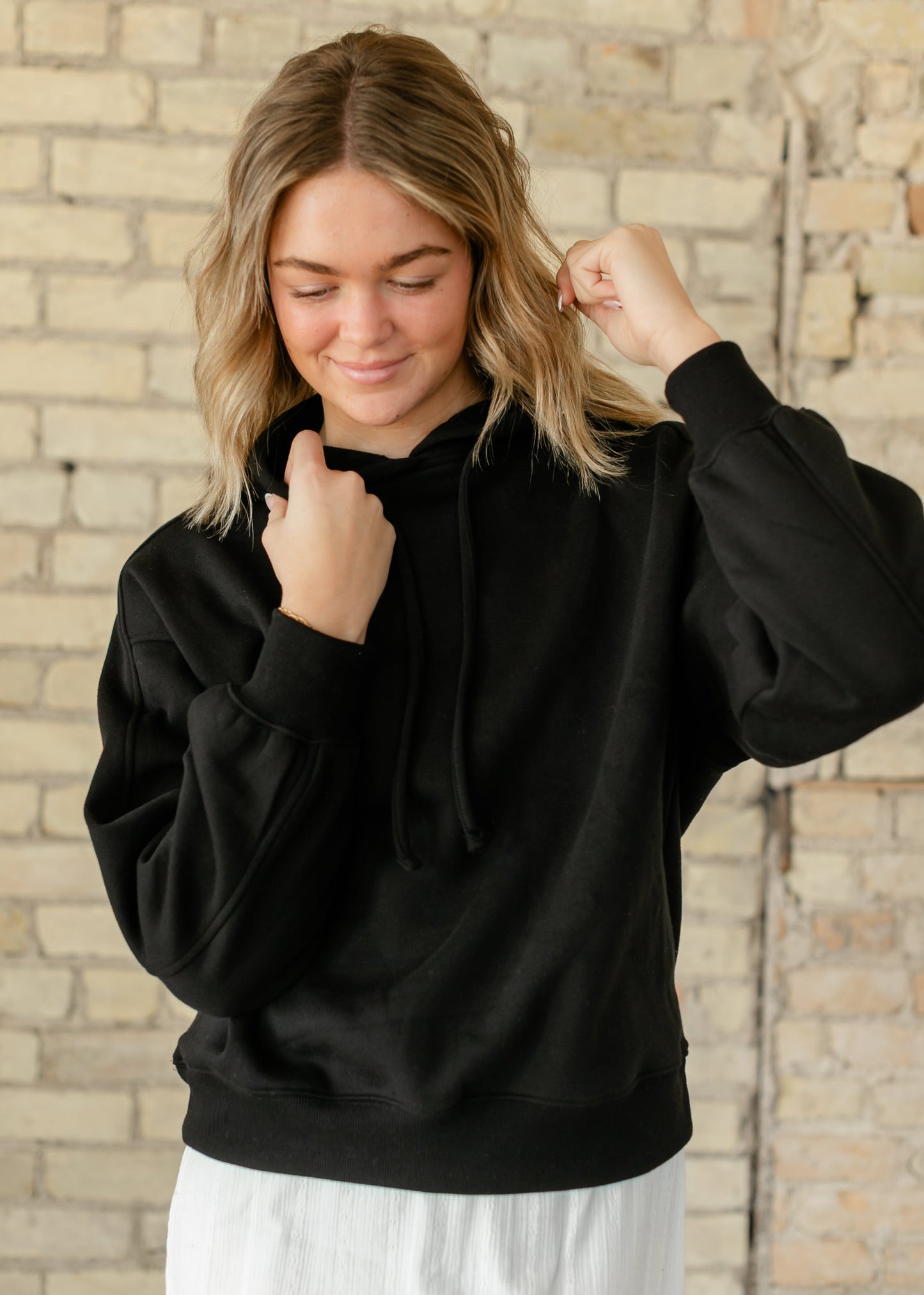 Classic Relaxed Hoodie Sweatshirt FF Tops Black / S