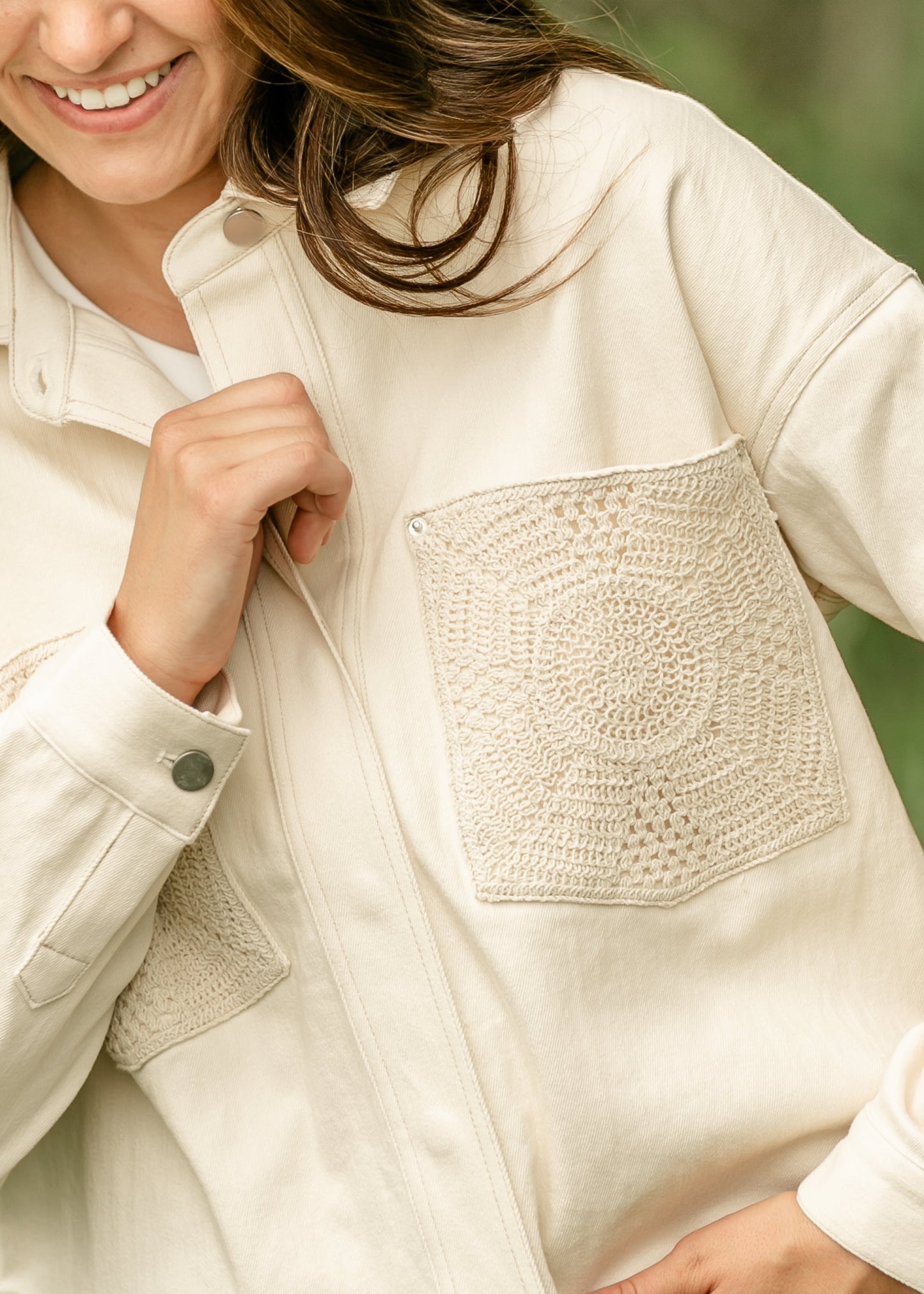 Clear Eyes Crochet Pocket Shacket FF Layering Essentials