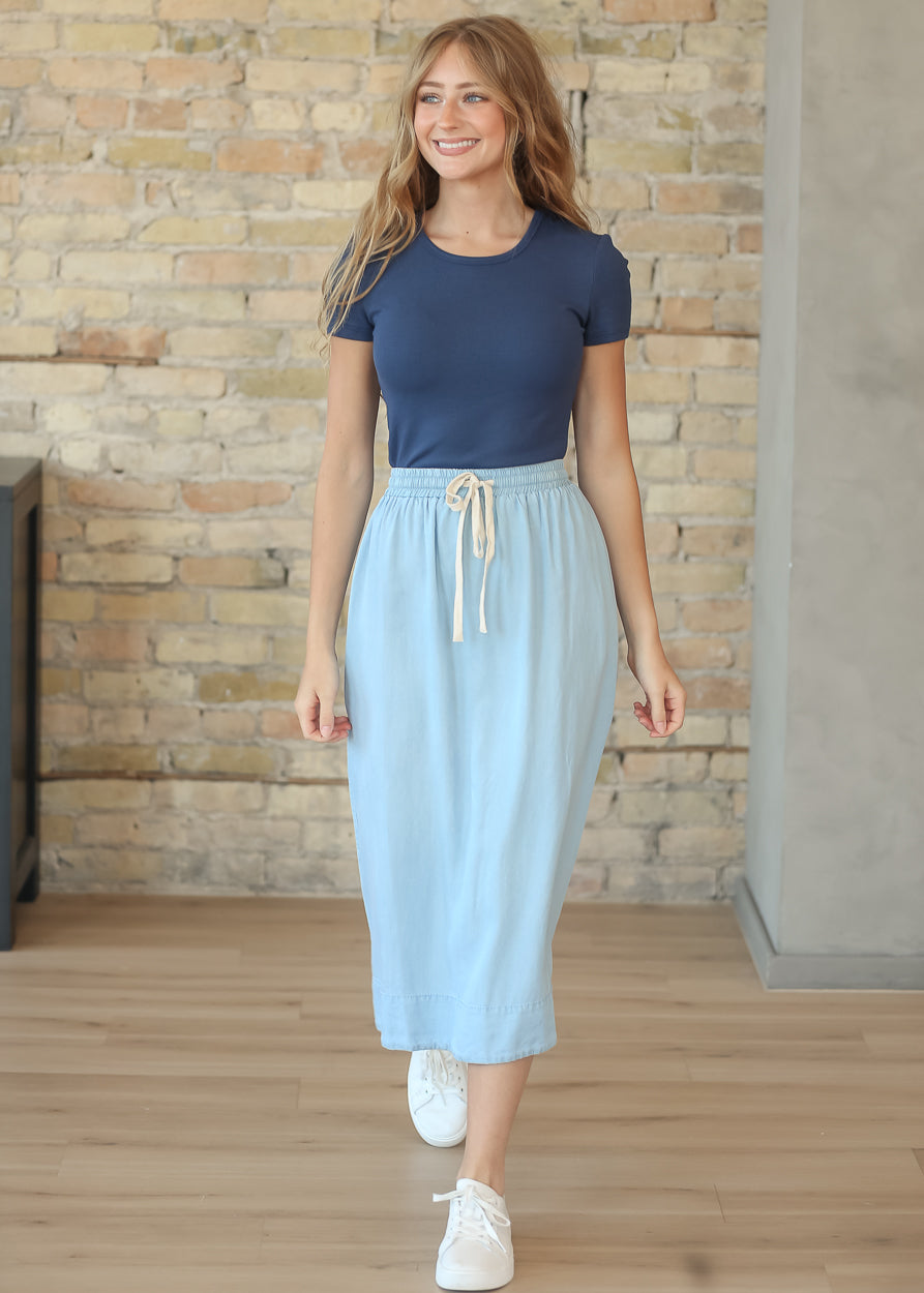 Cleo Chambray Tie Midi Skirt IC Skirts