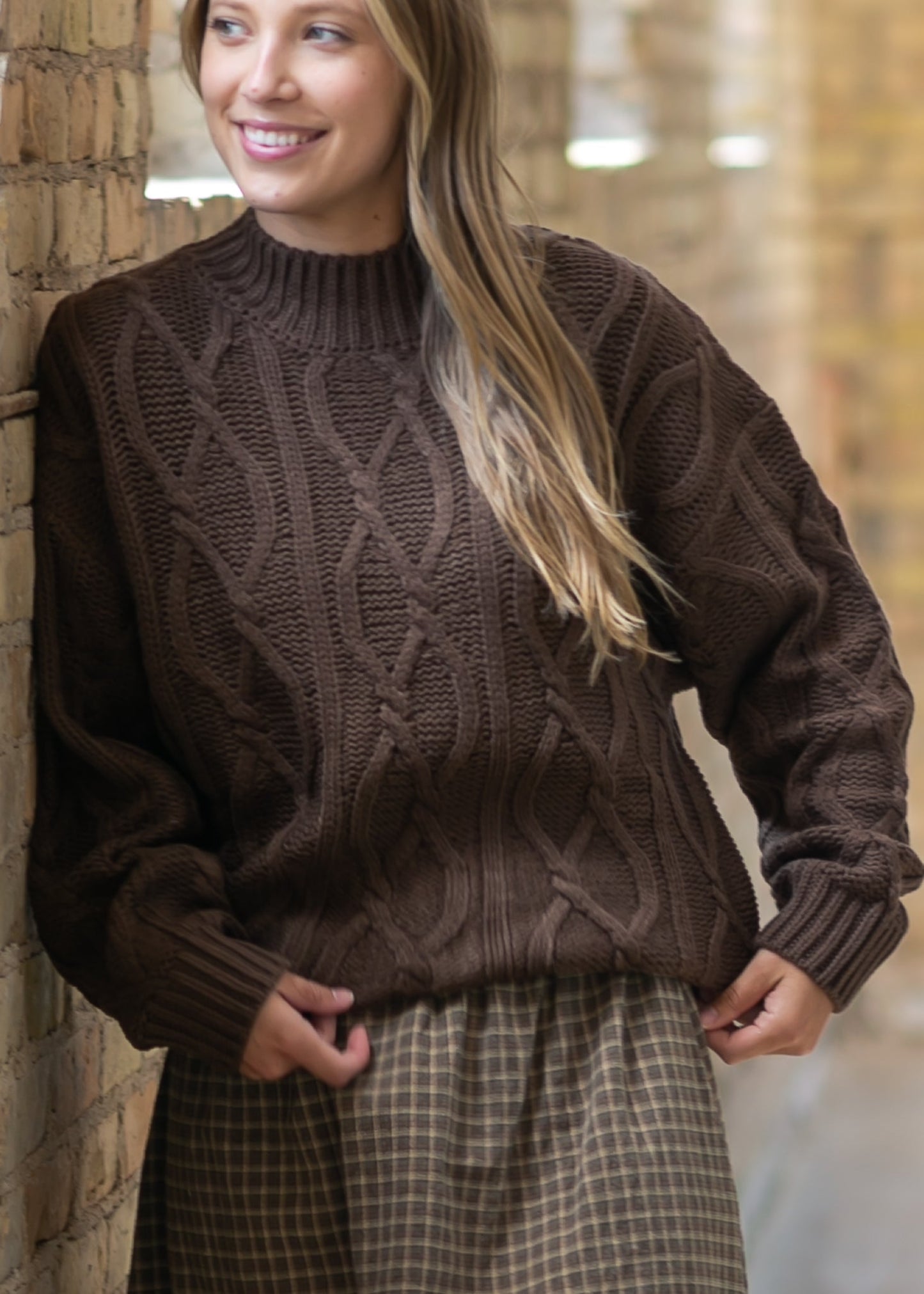 Cocoa Chain Knit Sweater FF Tops