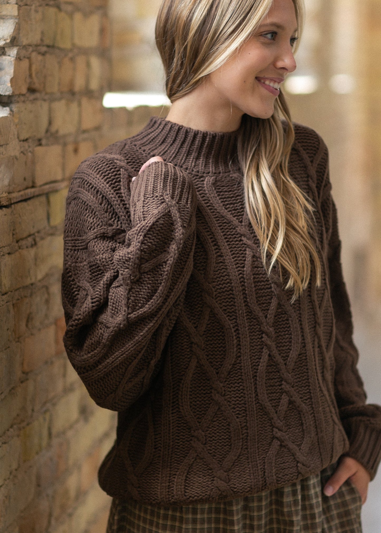 Cocoa Chain Knit Sweater FF Tops