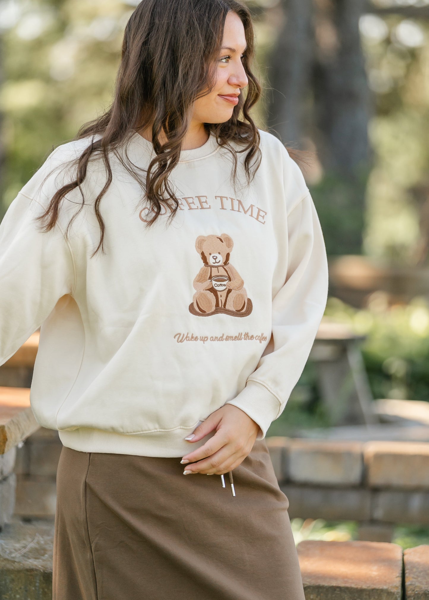 Coffee Time Graphic Crewneck Sweatshirt FF Tops