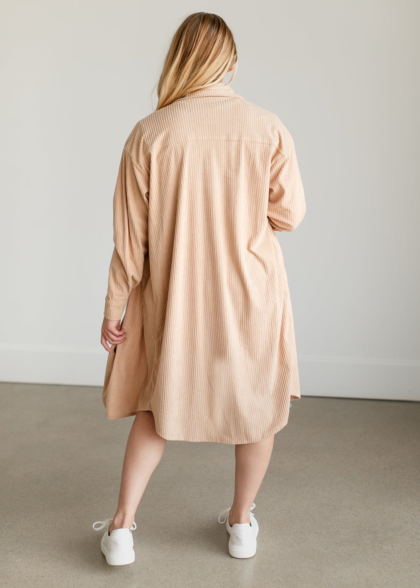 Corduroy Duster Long Shacket FF Tops