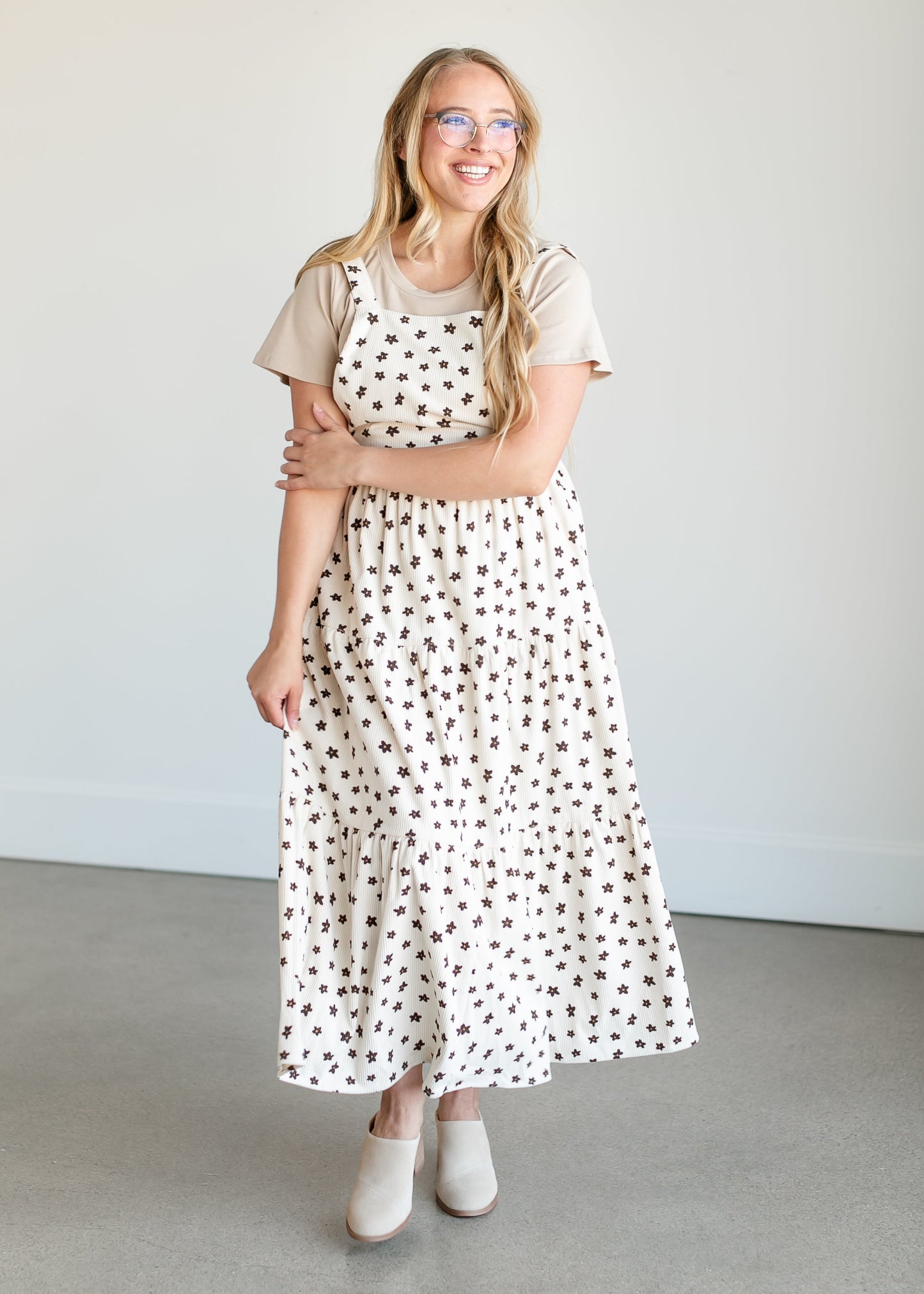 Corduroy Floral Overall Maxi Dress FF Dresses