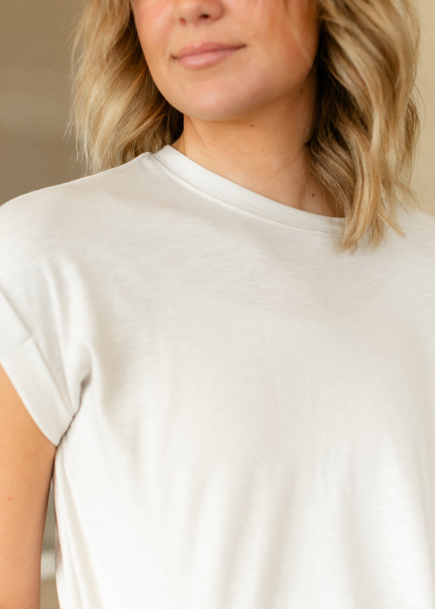 Cotton Modal Slub Rolled Sleeve Tee FF Tops Sand Beige / S