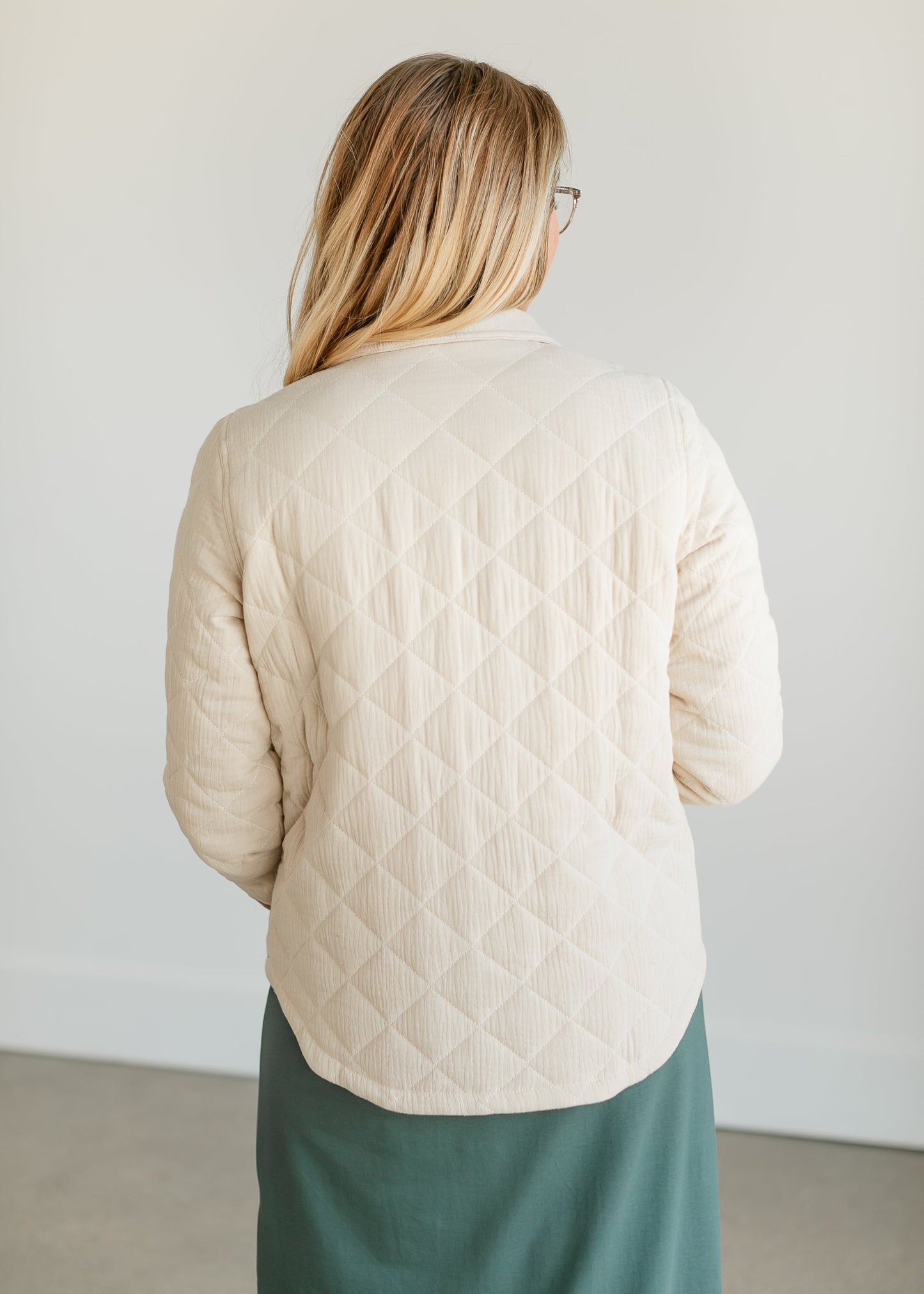 Cotton Quilted Button Up Jacket FF Tops