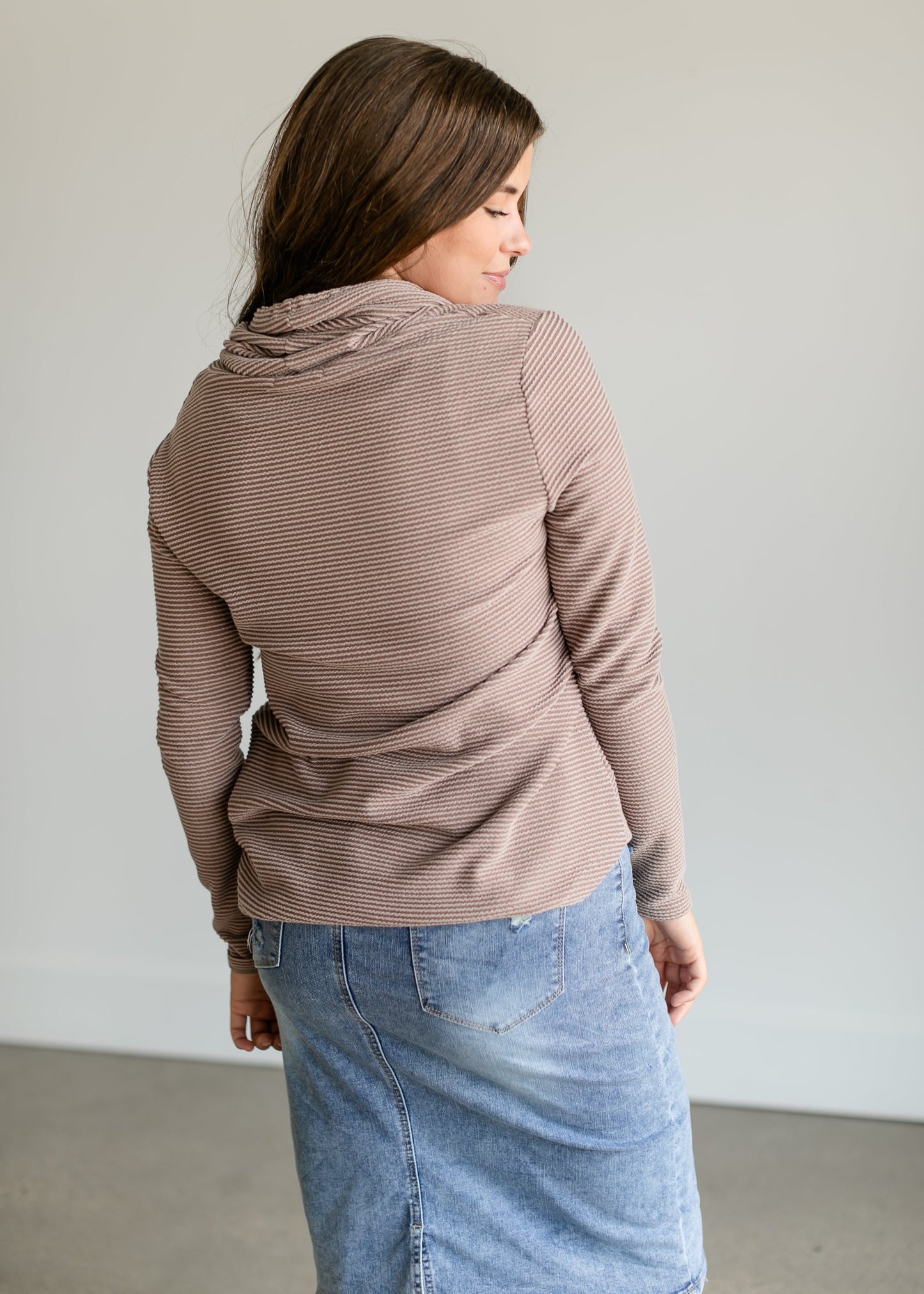 Cowl Neck Drawstring Knit Top FF Tops