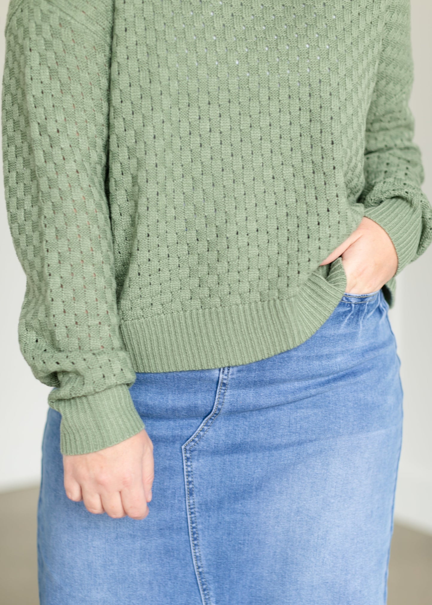 Crewneck Checkered Knit Sweater FF Tops