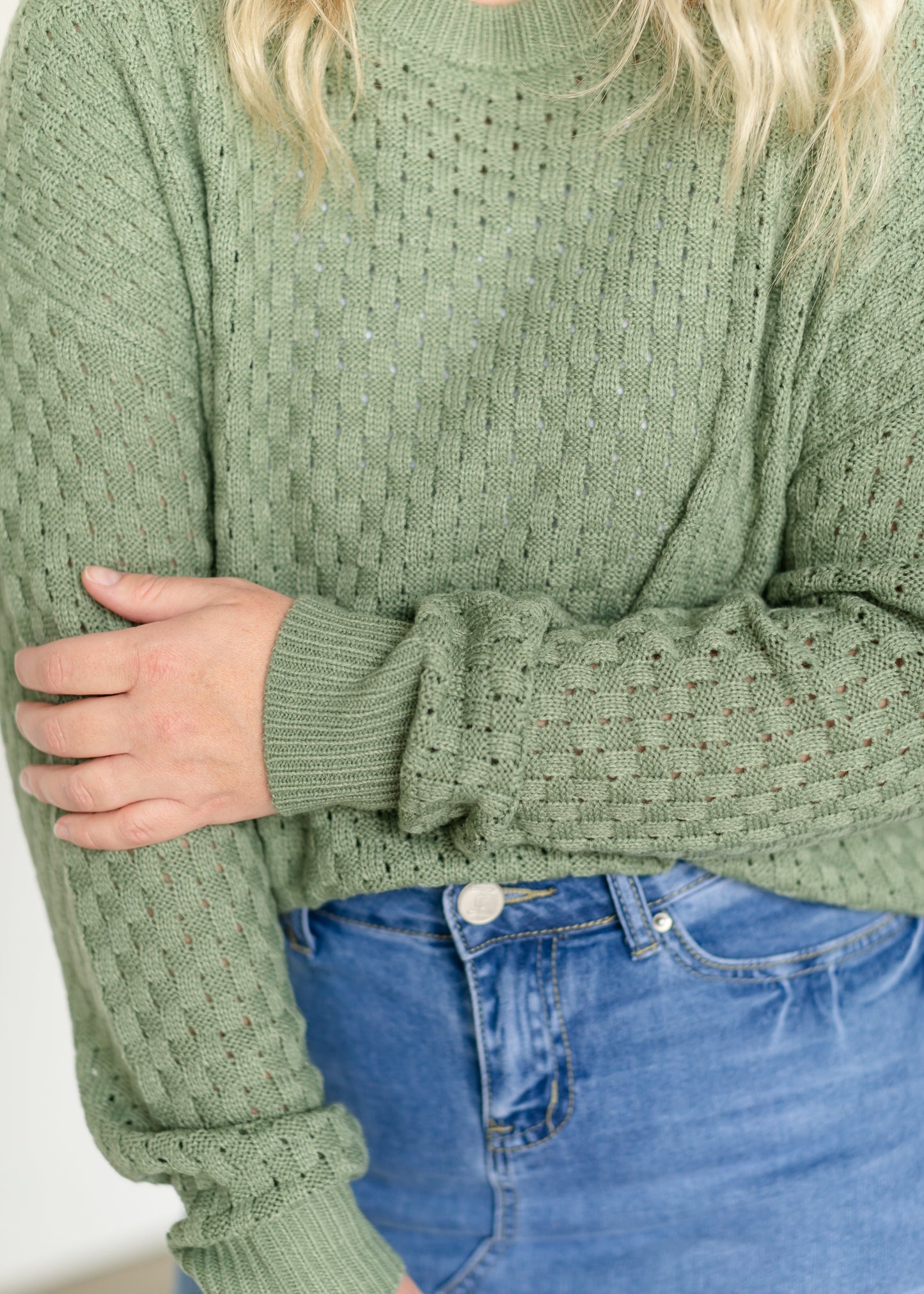 Crewneck Checkered Knit Sweater FF Tops