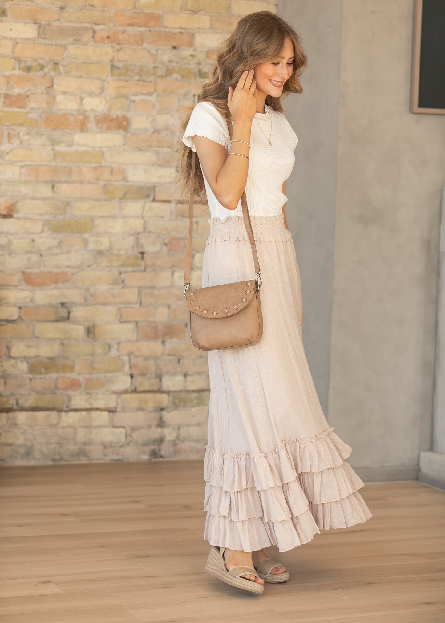 Crinkled Ruffle Maxi Skirt FF Skirts
