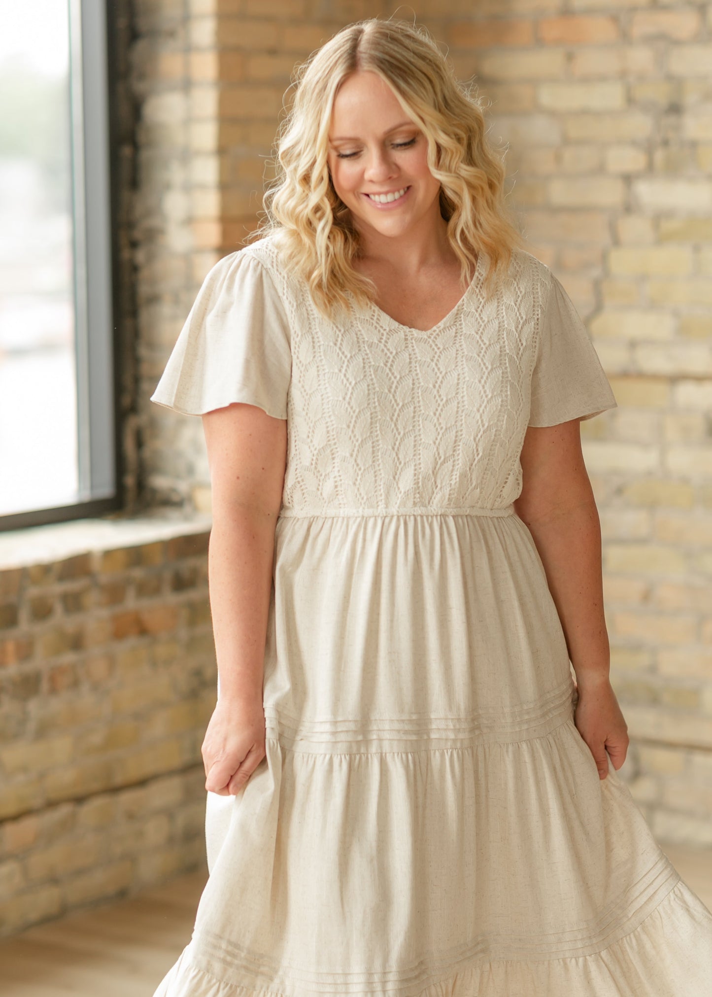 Crochet Detail V-Neck Maxi Dress FF Dresses