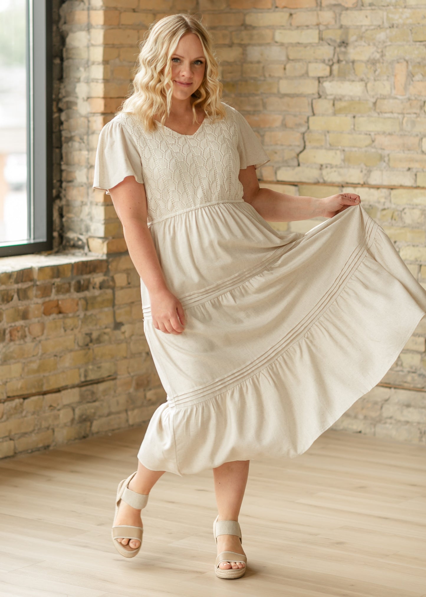 Crochet Detail V-Neck Maxi Dress FF Dresses