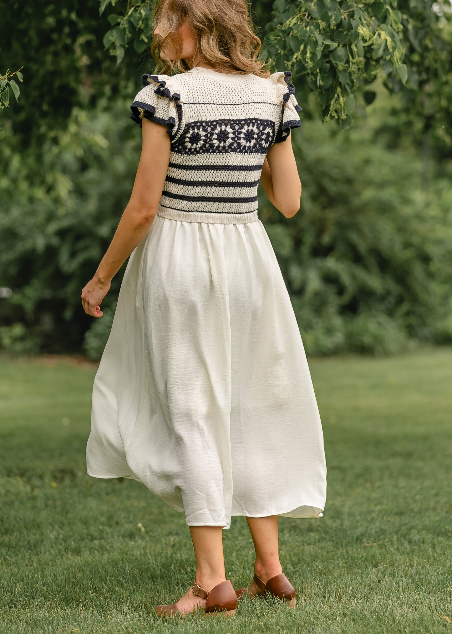 Crochet Short Sleeve Midi Dress FF Dresses