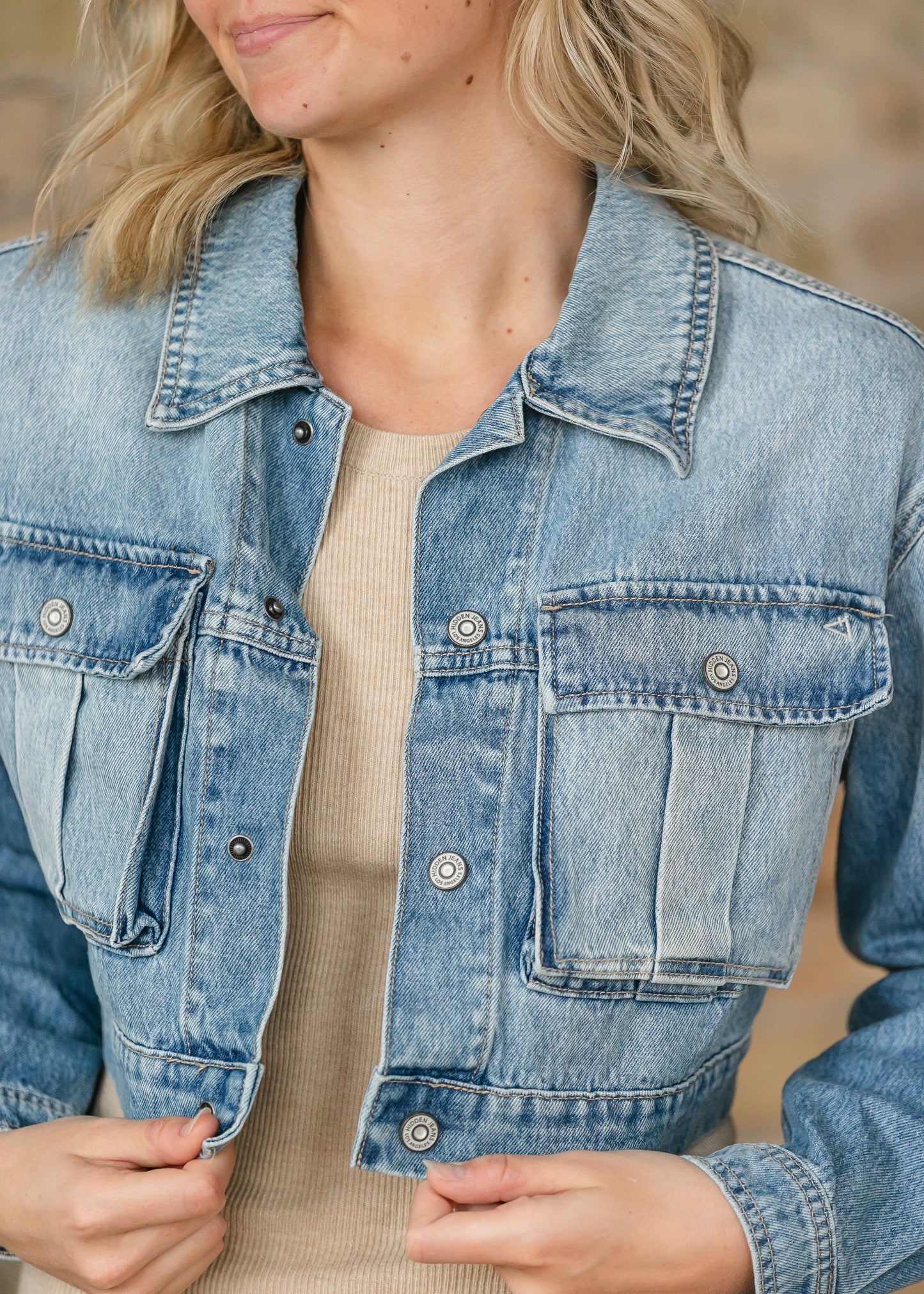 Cropped Cargo Denim Jacket FF Tops
