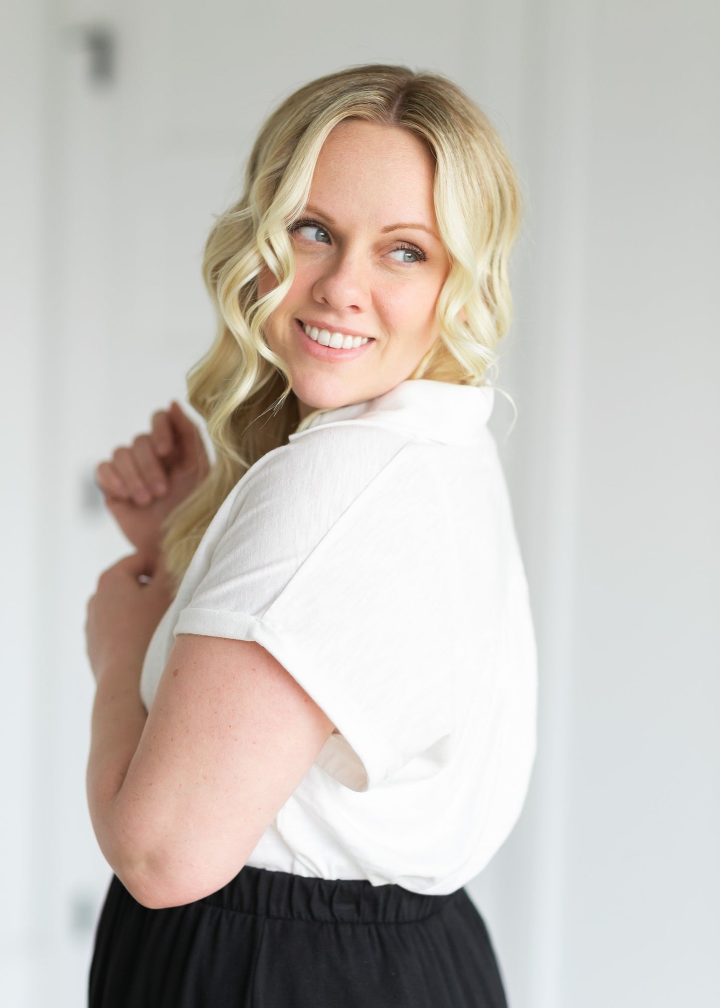 Daria White Short Sleeve Top Tops