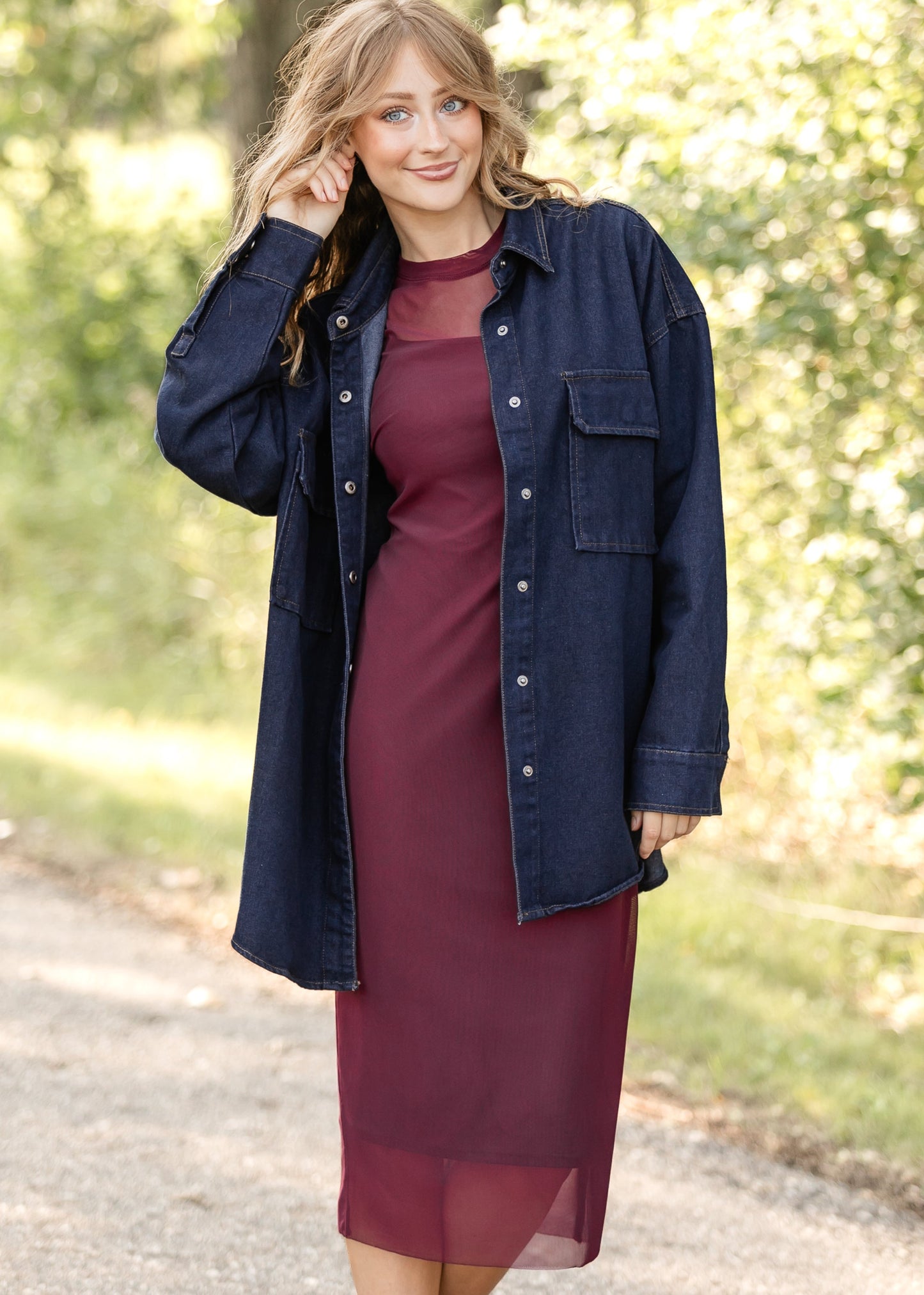 Dark Denim Button Up Top FF Tops