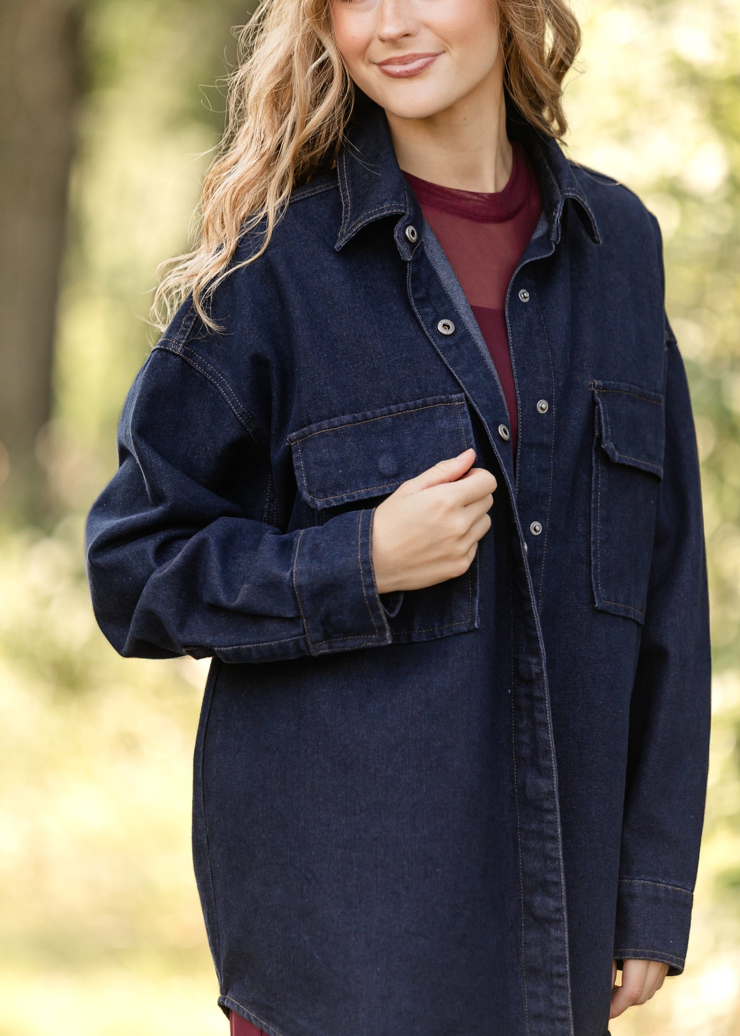 Dark Denim Button Up Top FF Tops