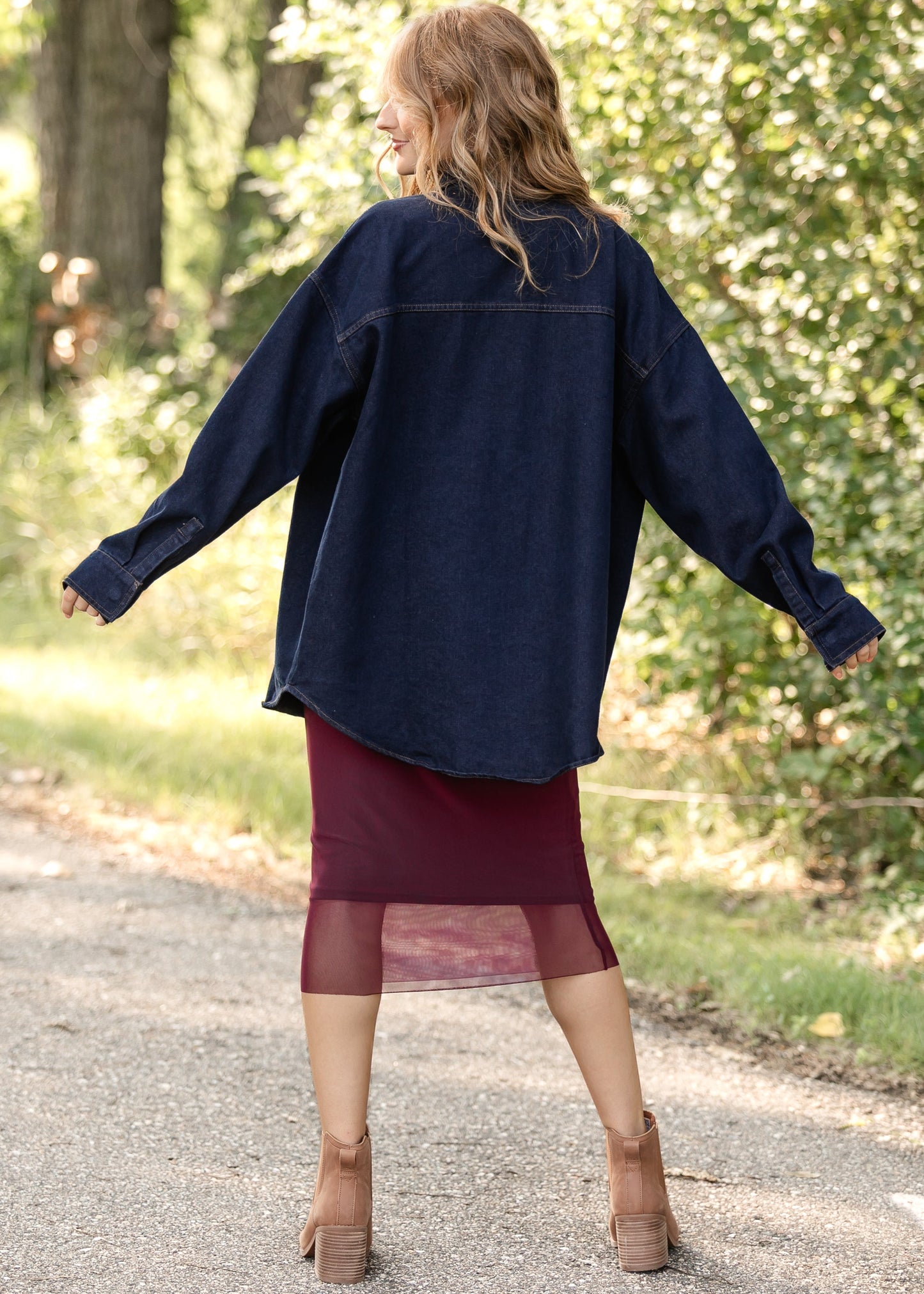 Dark Denim Button Up Top FF Tops