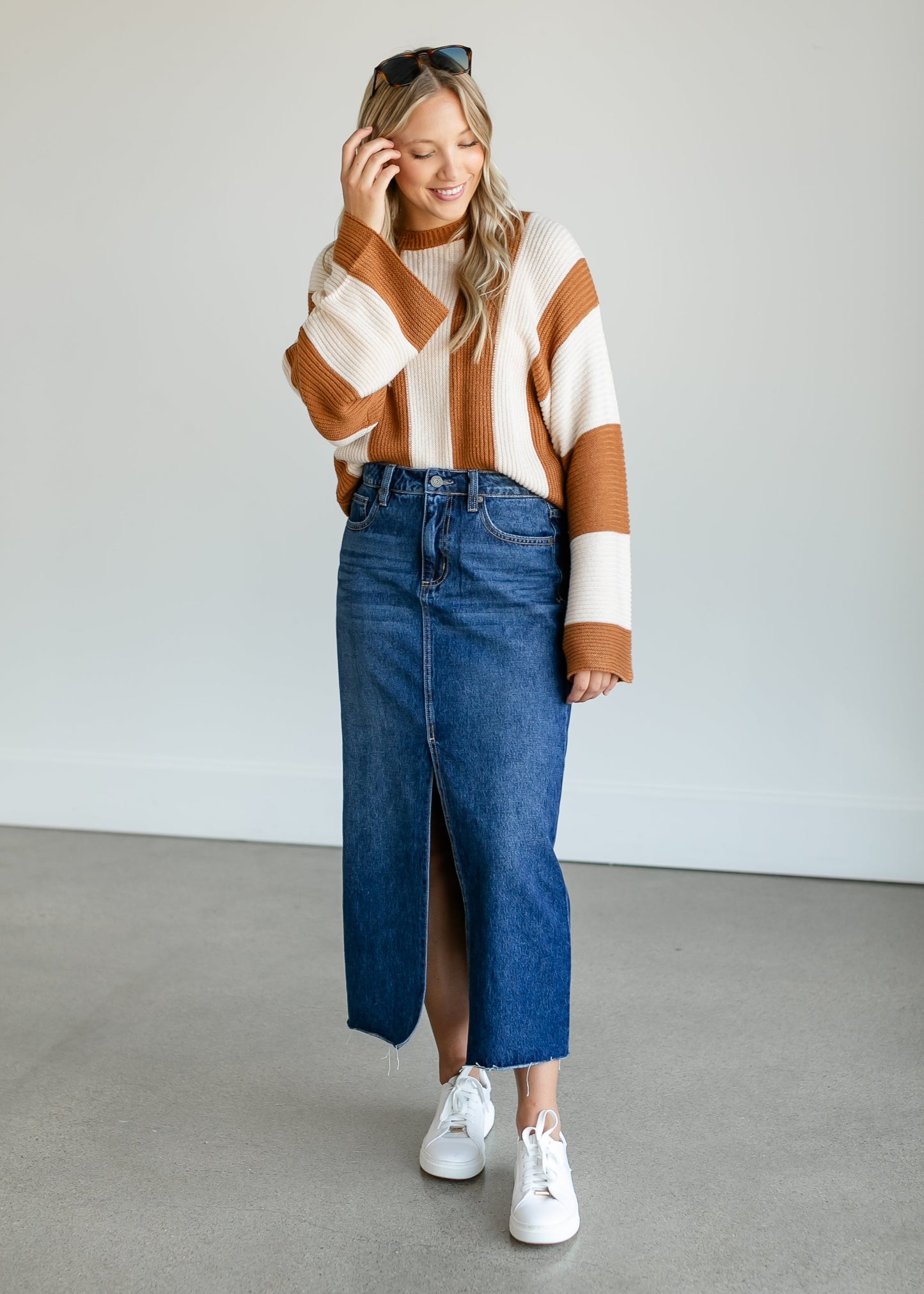 Dark Wash Denim Maxi Skirt FF Skirts