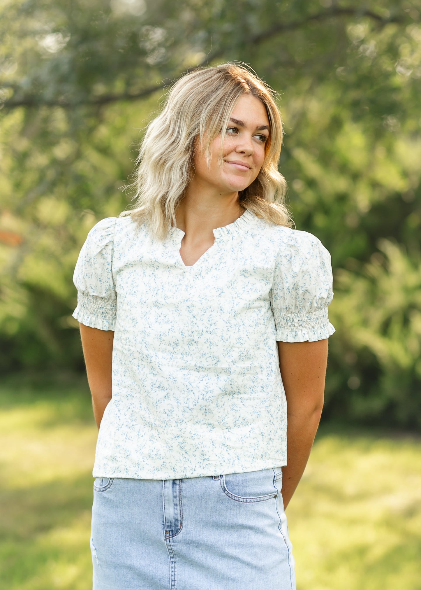 Dempsey Floral Puff Sleeve Top IC Tops