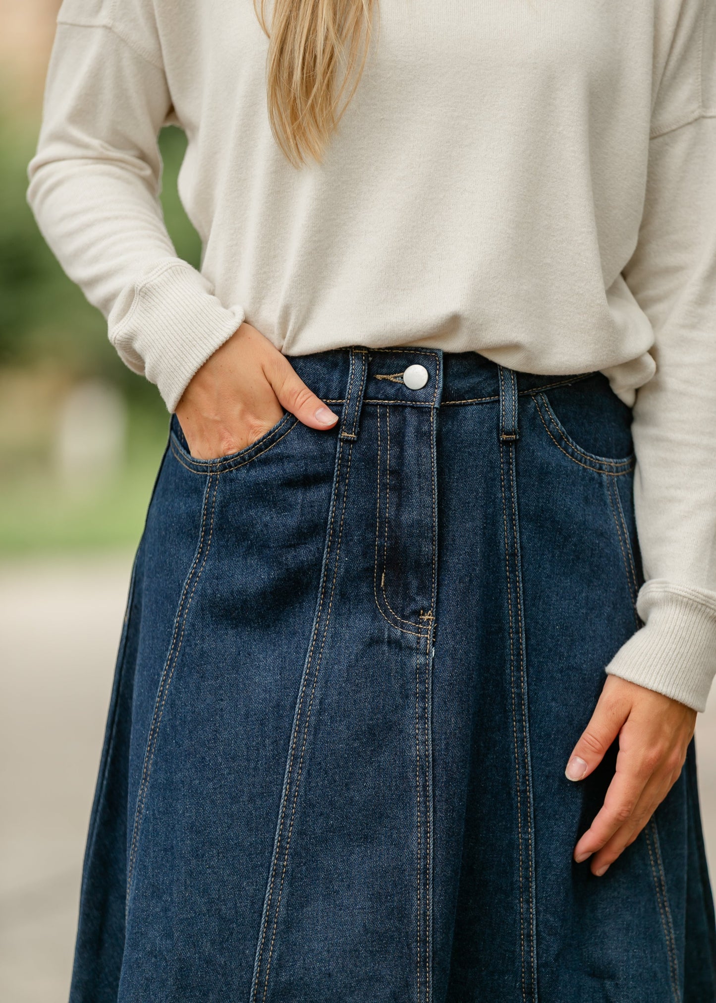 Denim A-line Maxi Skirt FF Skirts