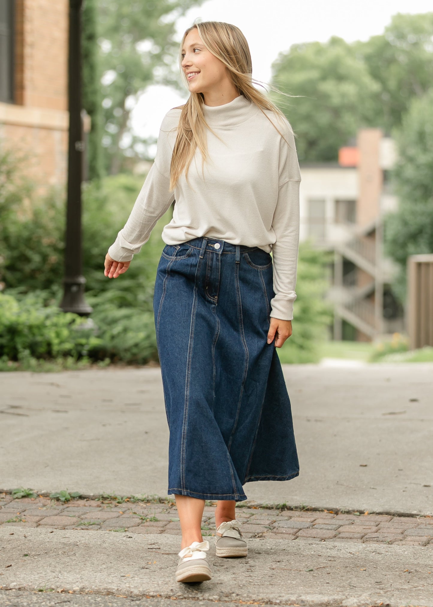 Denim A-line Maxi Skirt FF Skirts