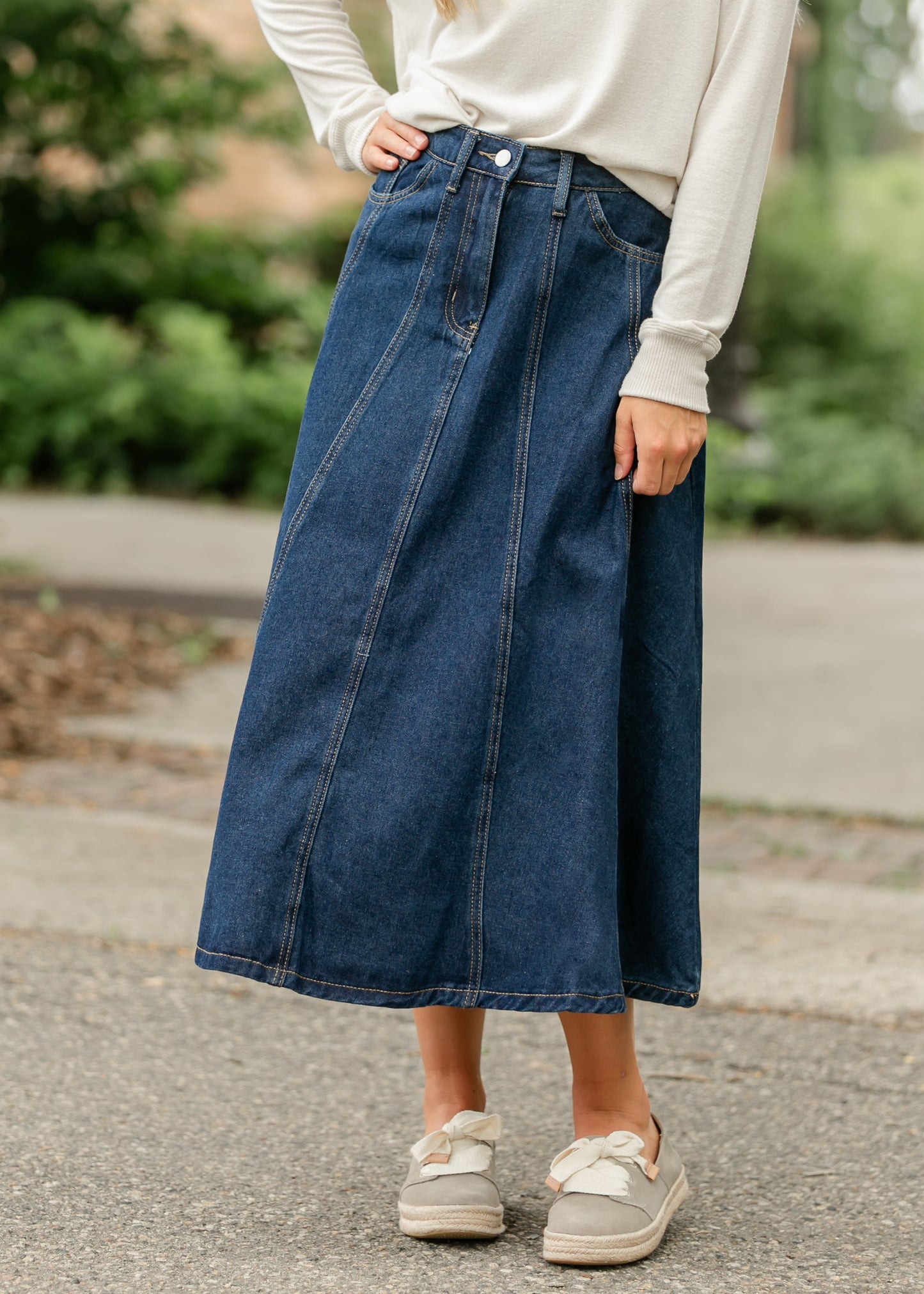 Denim A-line Maxi Skirt FF Skirts