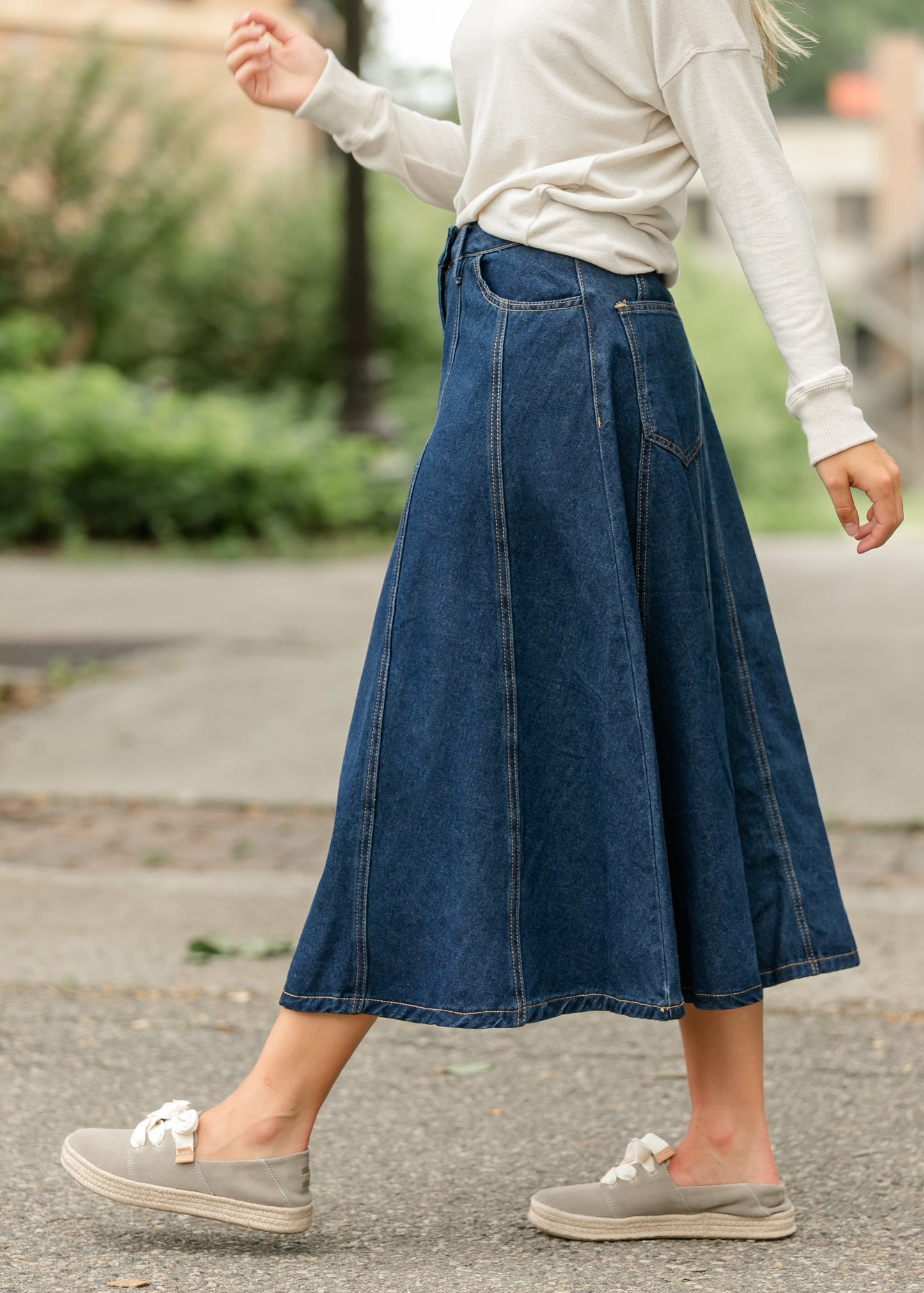 Denim A-line Maxi Skirt FF Skirts
