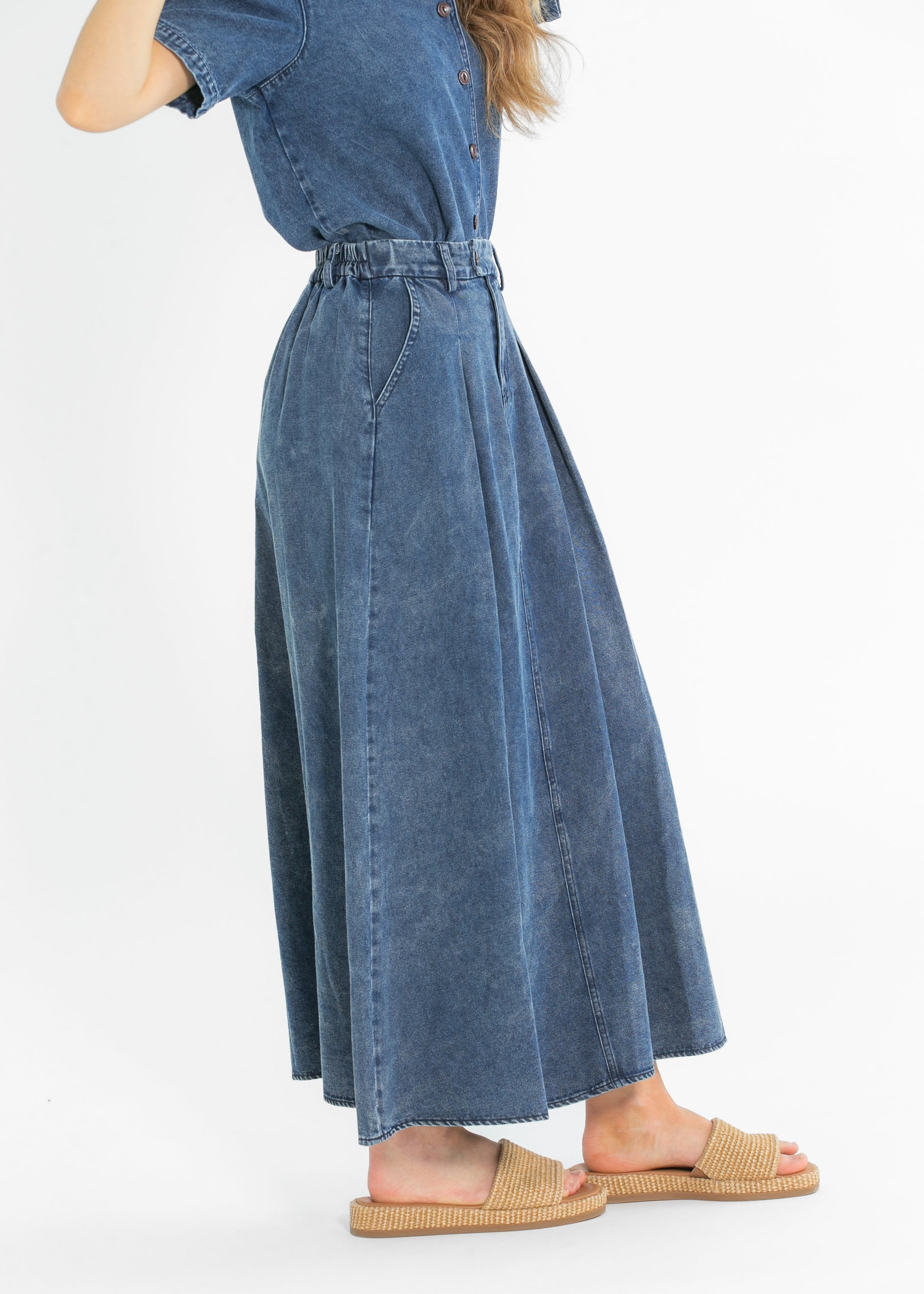 Denim Full A-line Maxi Skirt FF Skirts