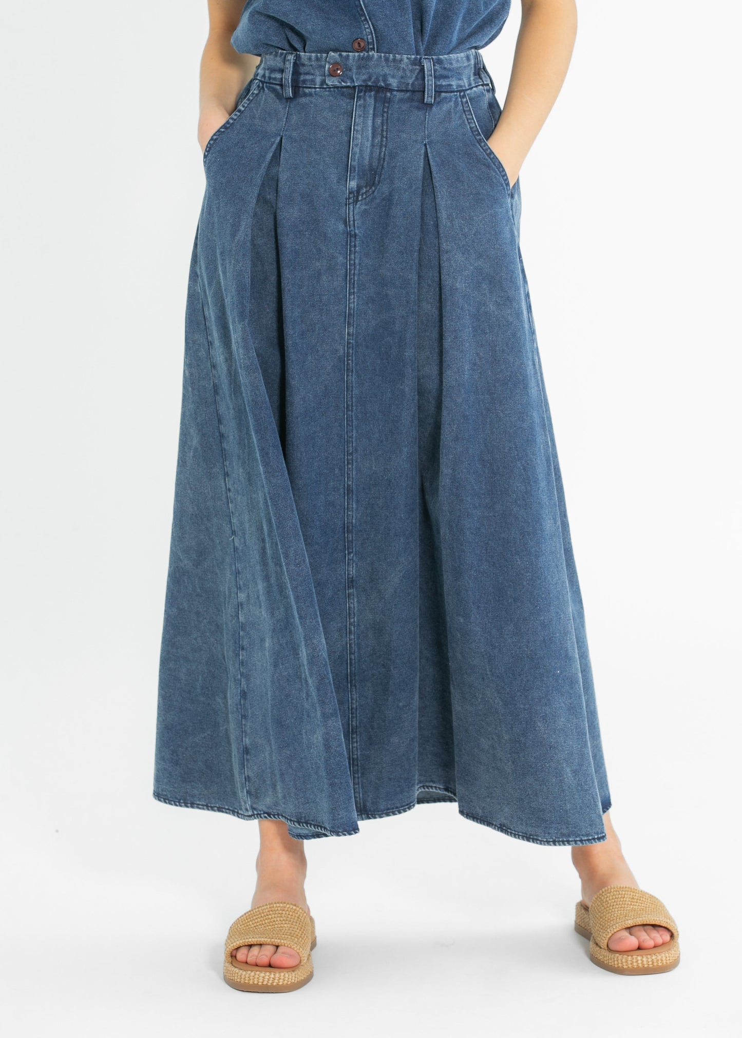 Denim Full A-line Maxi Skirt FF Skirts