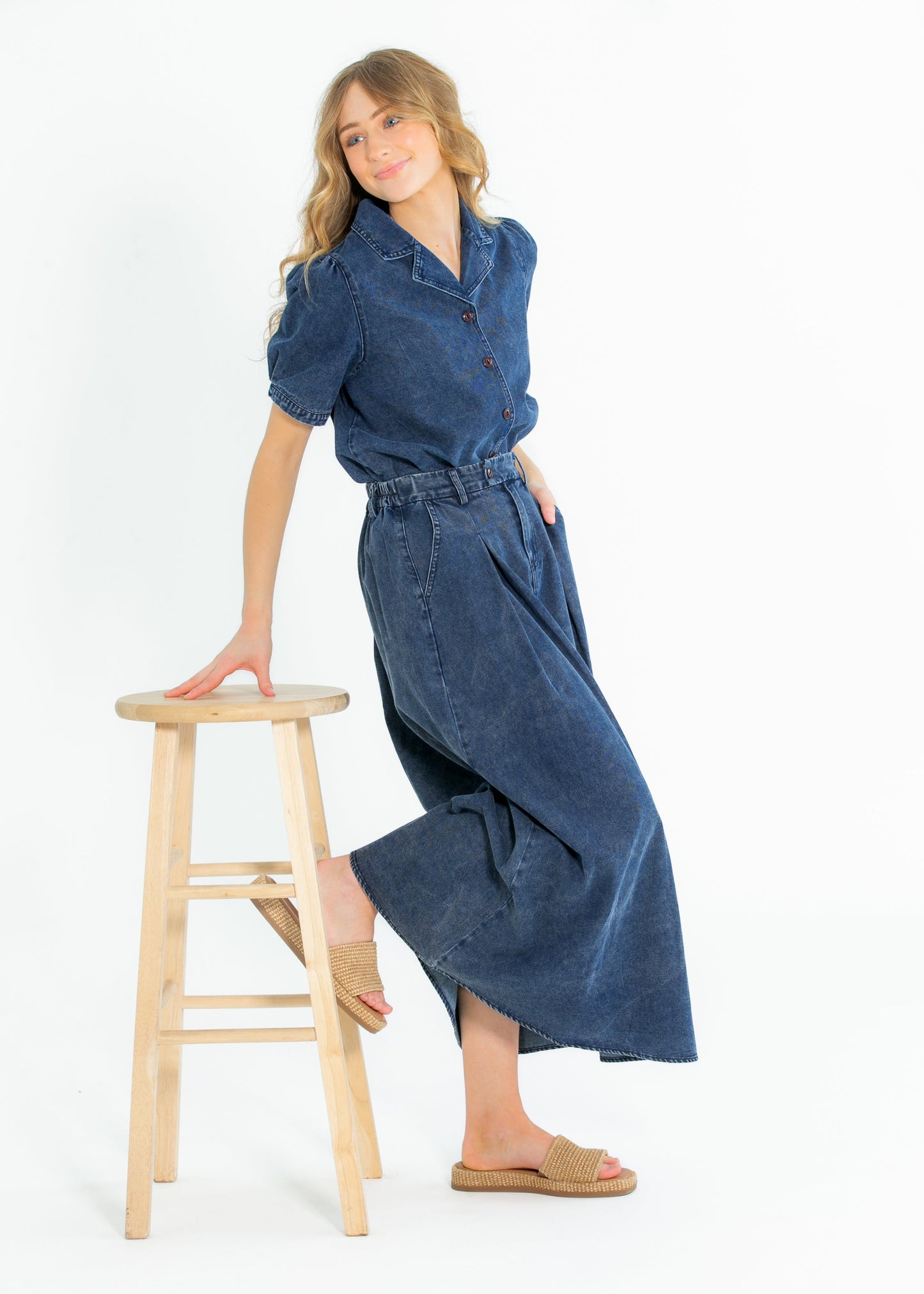 Denim Full A-line Maxi Skirt FF Skirts