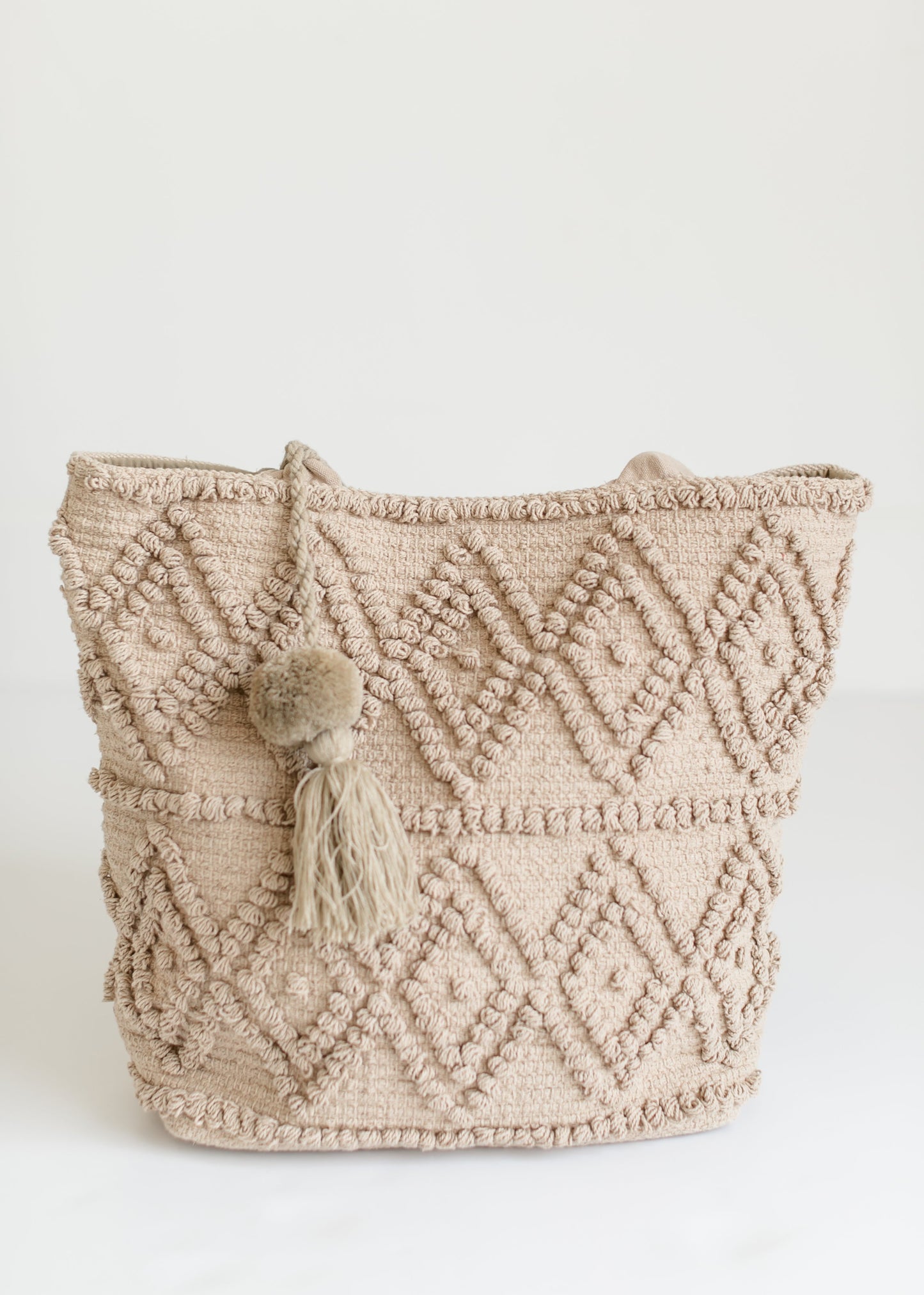 Diamond Pattern Knit Tote Bag Accessories