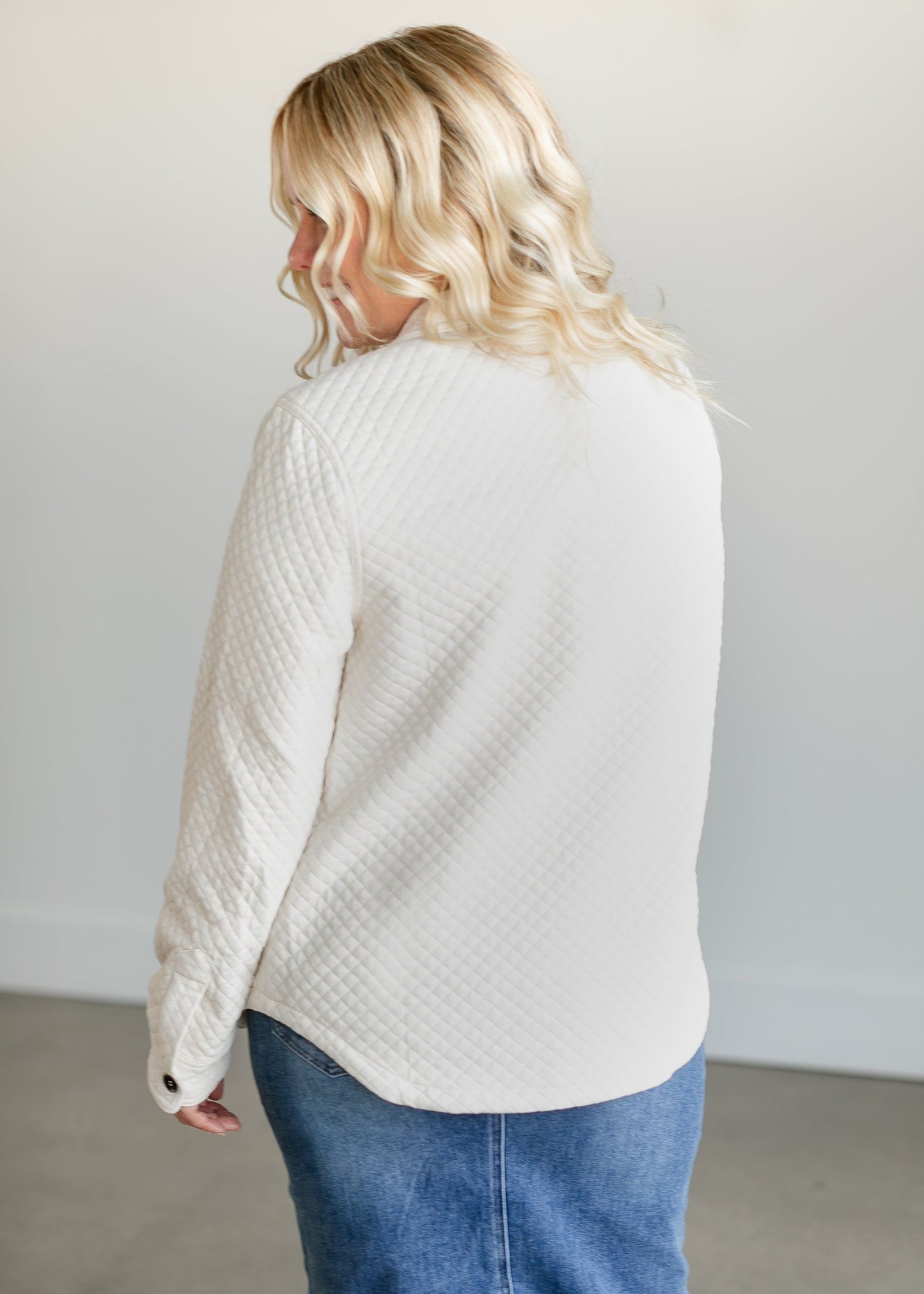 Diamond Quilted Button-up Shacket FF Tops