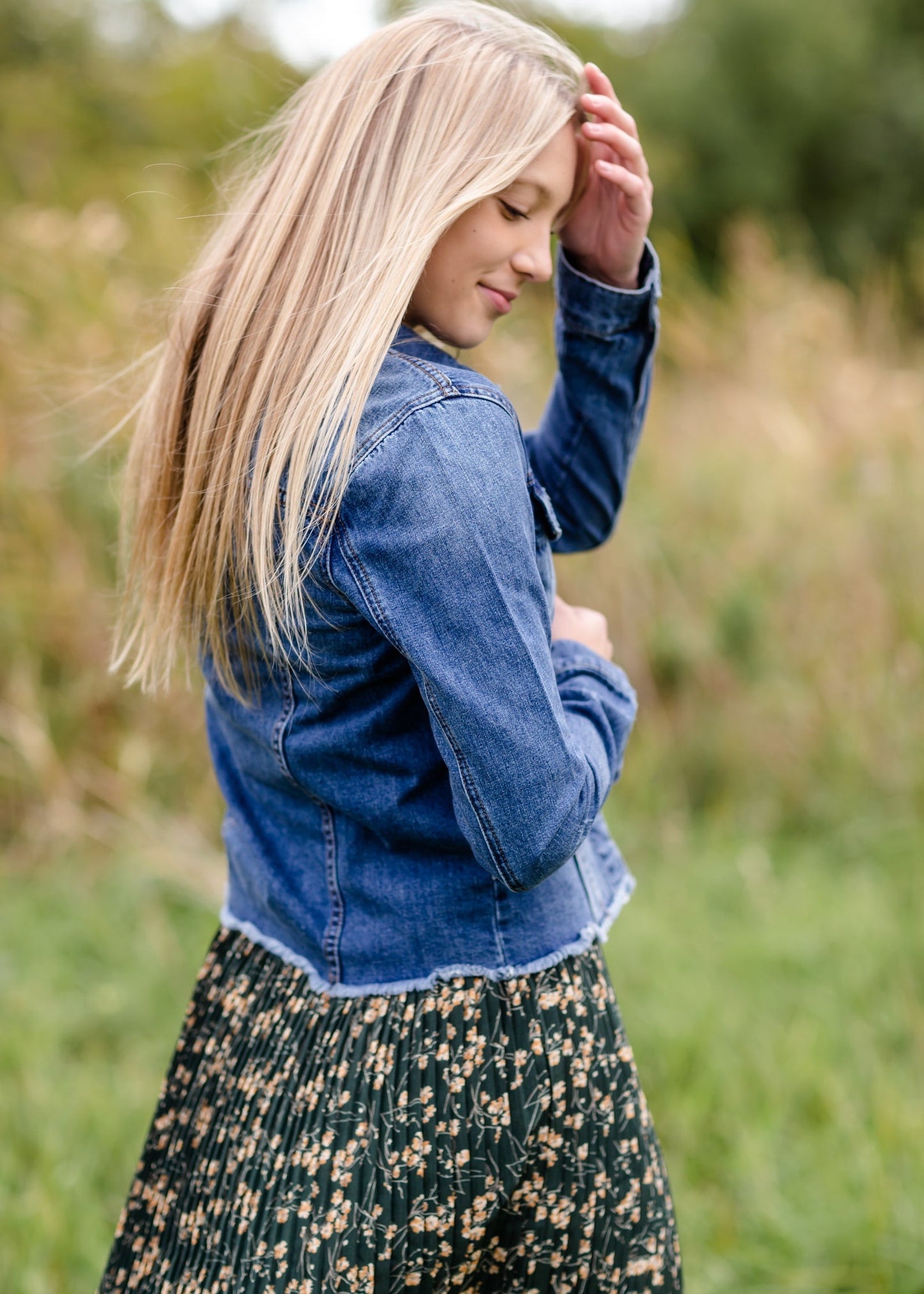 Distressed Raw Hem Medium Wash Denim Jacket - FINAL SALE FF Tops