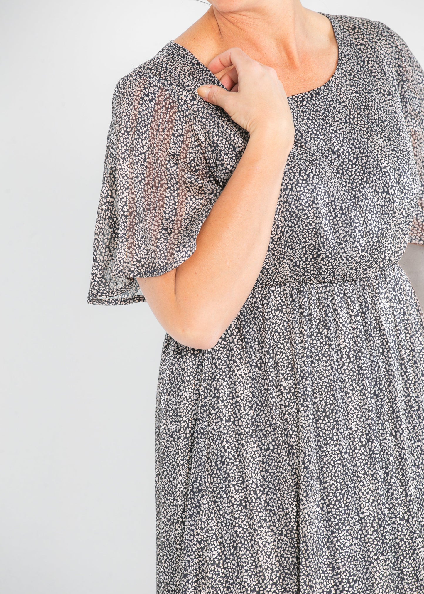 Ditsy Floral Flutter Sleeve Maxi Dress FF Dresses